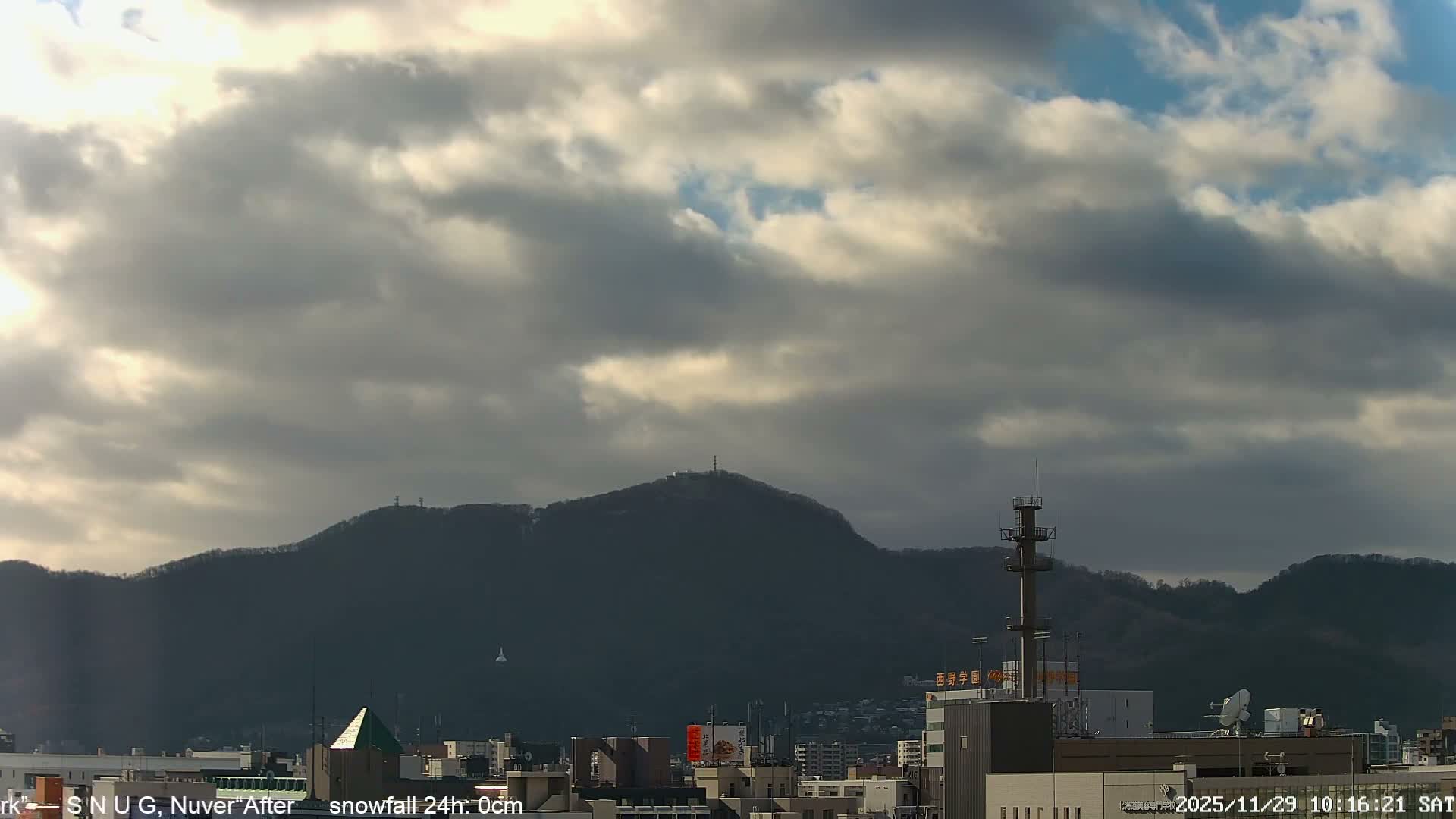 Sapporo City Skyline & Mount Moiwa View from Chuo Ward  ( 中央区から見る札幌市街と藻岩山 ) Live Cam - Chuo Ward, Sapporo, Ishikari, Hokkaido, Japan