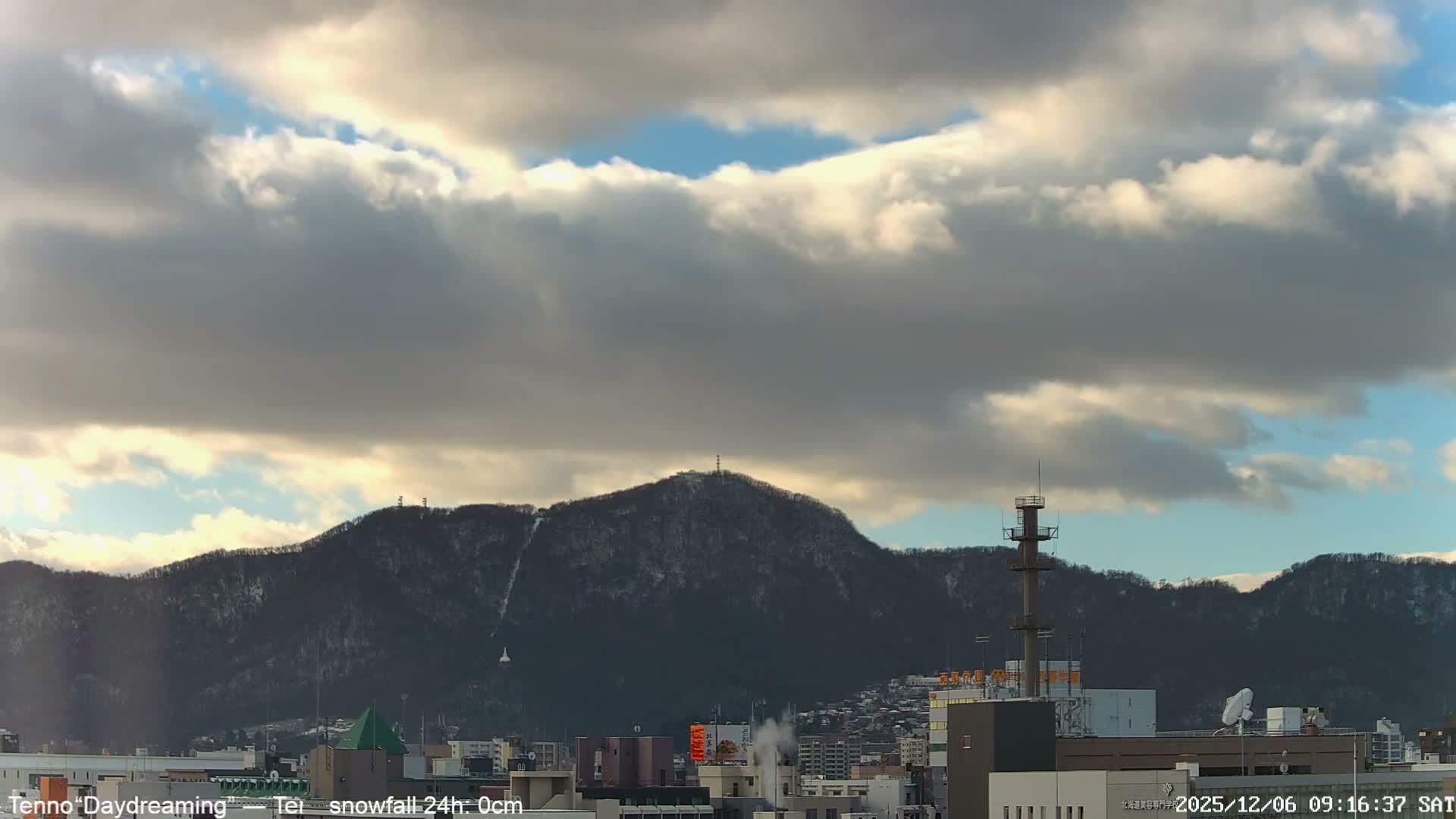 Sapporo City Skyline & Mount Moiwa View from Chuo Ward  ( 中央区から見る札幌市街と藻岩山 ) Live Cam - Chuo Ward, Sapporo, Ishikari, Hokkaido, Japan