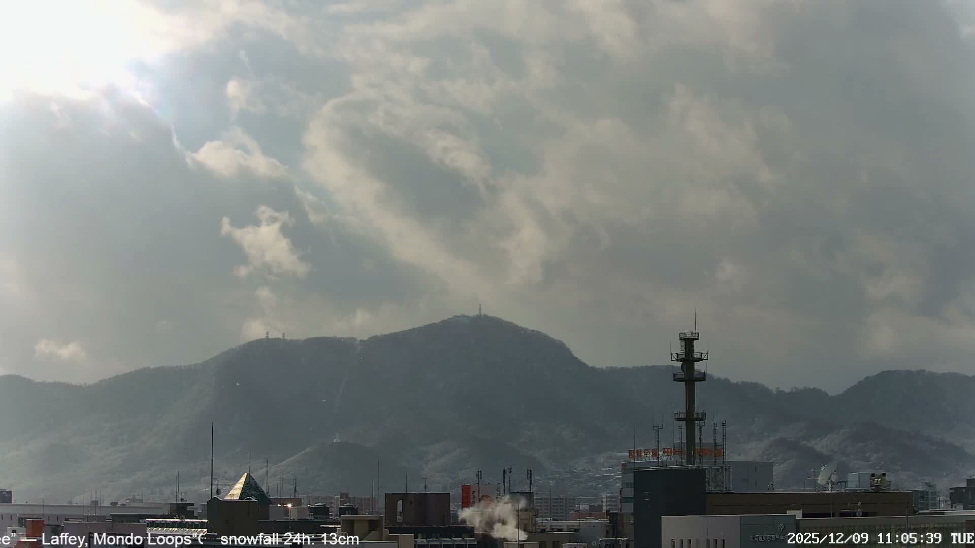 Sapporo City Skyline & Mount Moiwa View from Chuo Ward  ( 中央区から見る札幌市街と藻岩山 ) Live Cam - Chuo Ward, Sapporo, Ishikari, Hokkaido, Japan