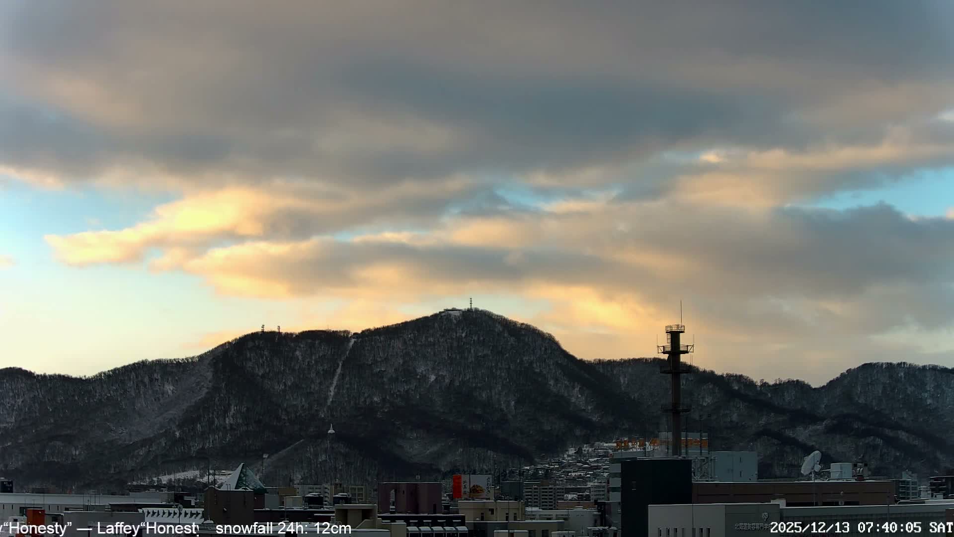 Sapporo City Skyline & Mount Moiwa View from Chuo Ward  ( 中央区から見る札幌市街と藻岩山 ) Live Cam - Chuo Ward, Sapporo, Ishikari, Hokkaido, Japan