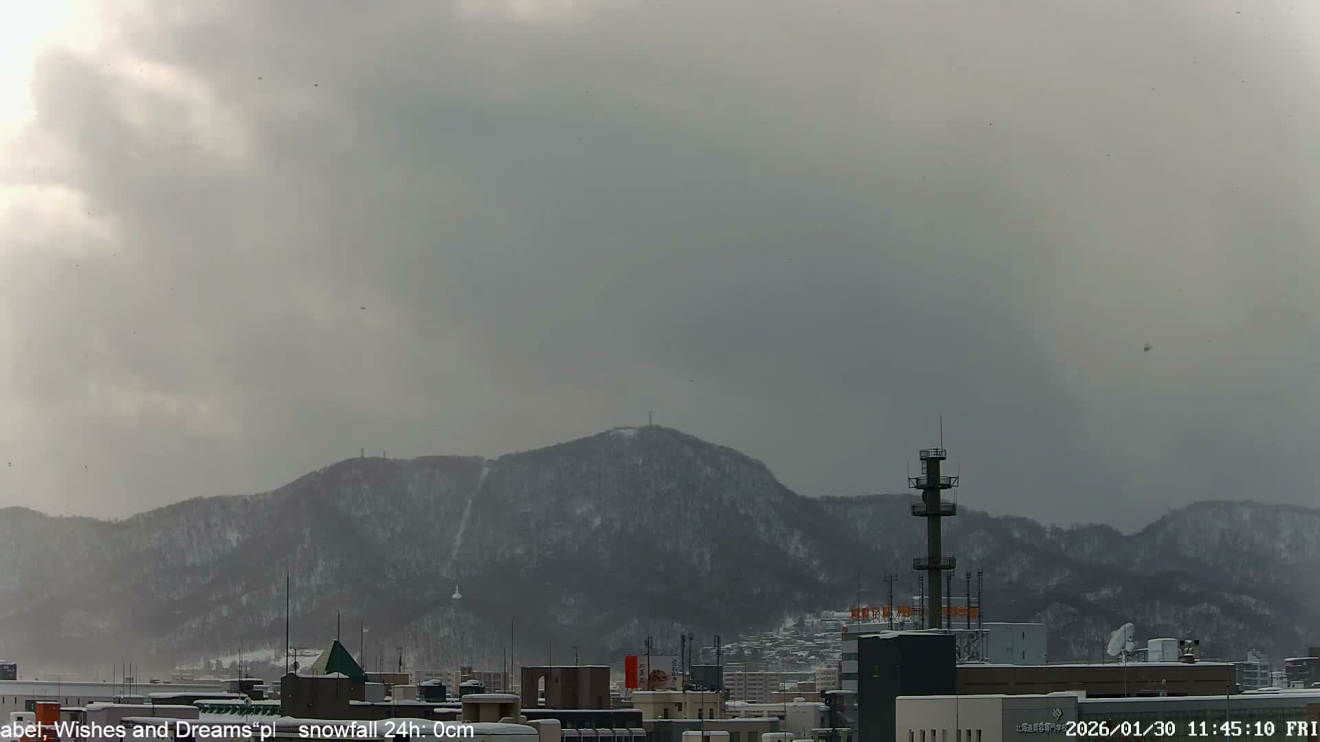 Sapporo City Skyline & Mount Moiwa View from Chuo Ward  ( 中央区から見る札幌市街と藻岩山 ) Live Cam - Chuo Ward, Sapporo, Ishikari, Hokkaido, Japan