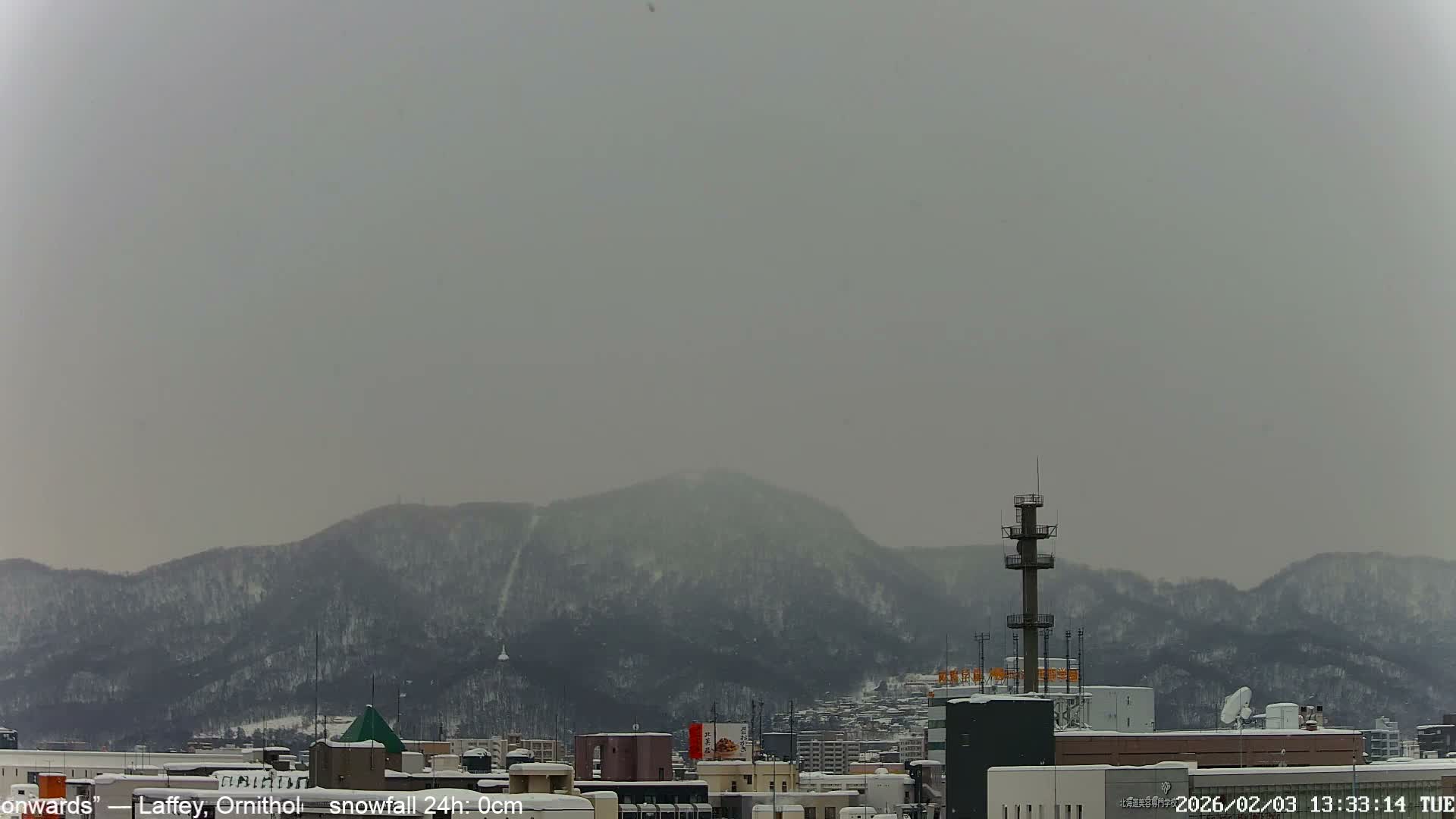 Sapporo City Skyline & Mount Moiwa View from Chuo Ward  ( 中央区から見る札幌市街と藻岩山 ) Live Cam - Chuo Ward, Sapporo, Ishikari, Hokkaido, Japan
