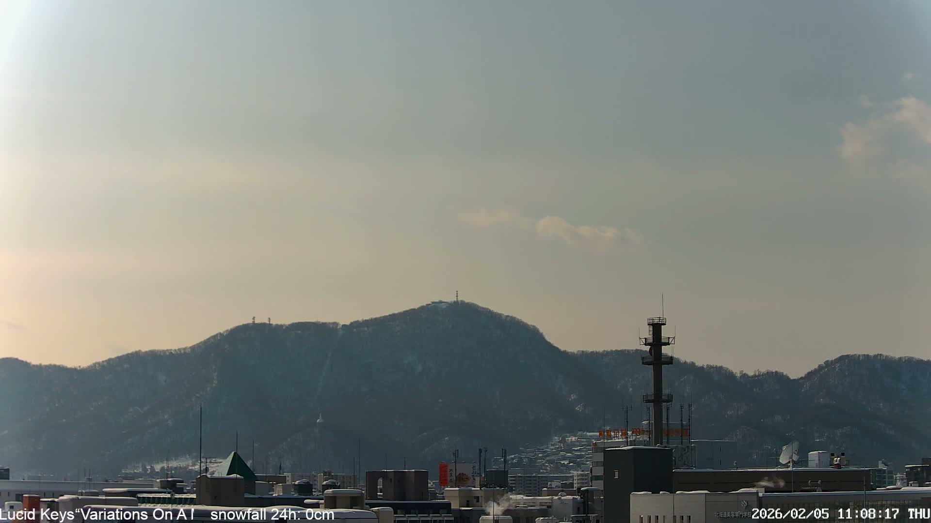 Sapporo City Skyline & Mount Moiwa View from Chuo Ward  ( 中央区から見る札幌市街と藻岩山 ) Live Cam - Chuo Ward, Sapporo, Ishikari, Hokkaido, Japan
