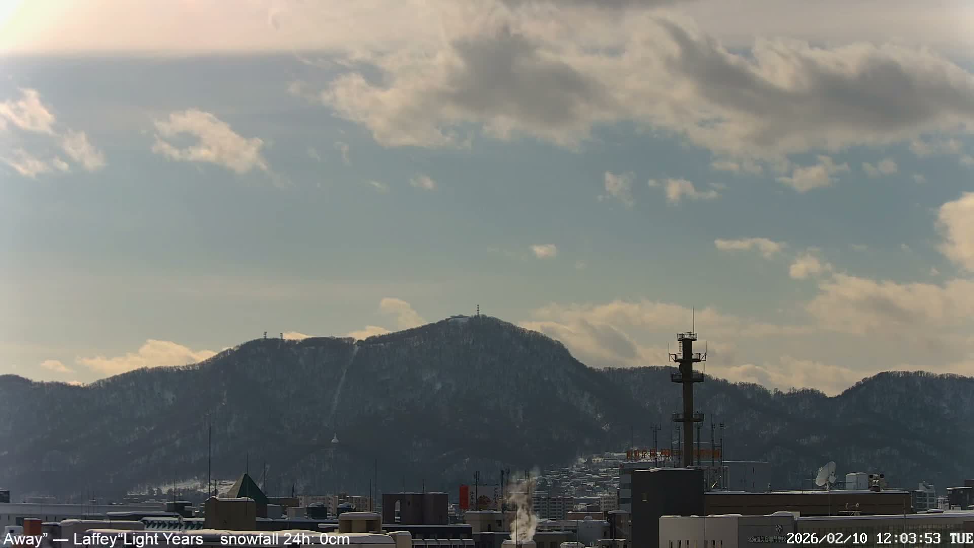 Sapporo City Skyline & Mount Moiwa View from Chuo Ward  ( 中央区から見る札幌市街と藻岩山 ) Live Cam - Chuo Ward, Sapporo, Ishikari, Hokkaido, Japan