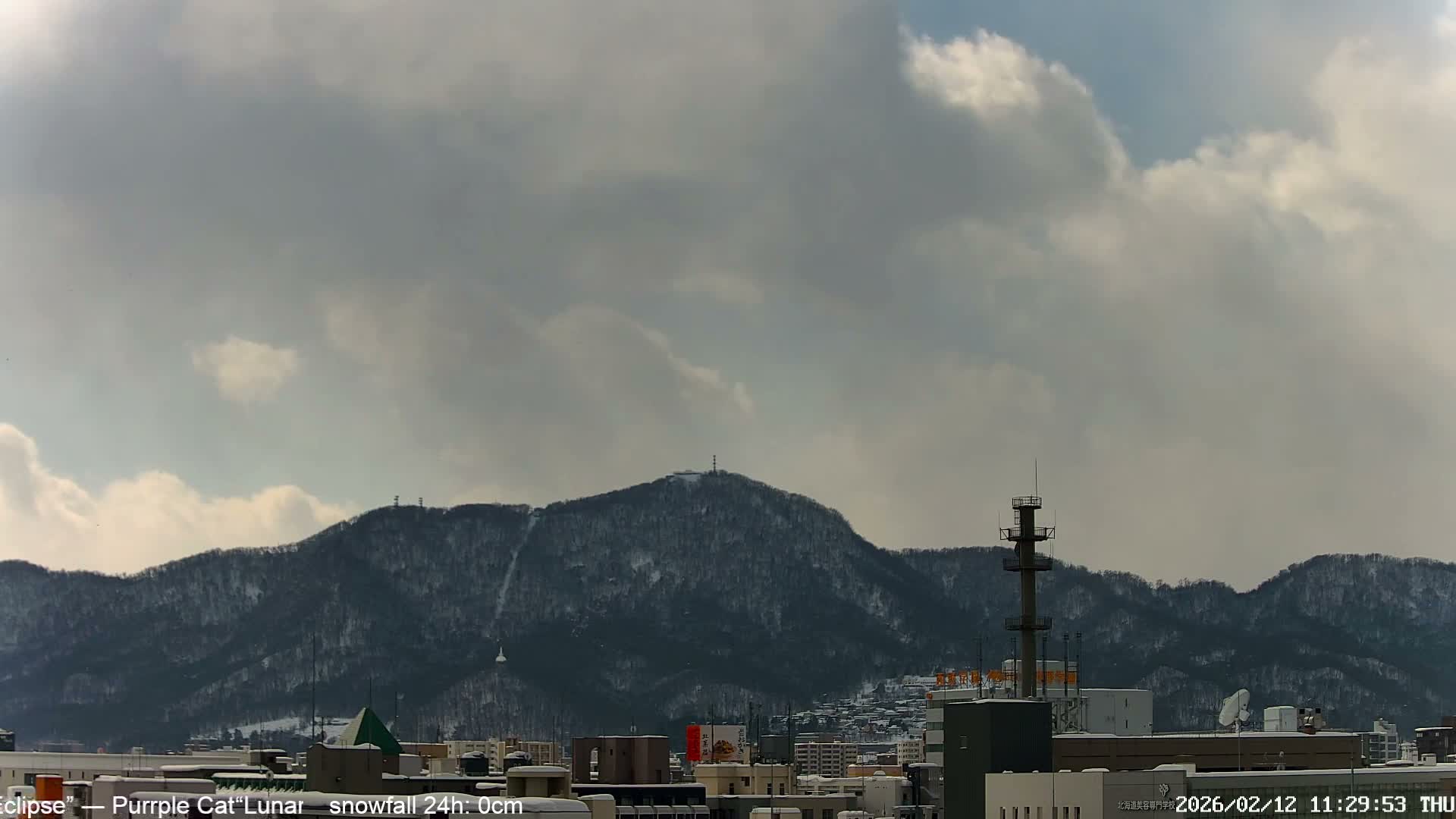 Sapporo City Skyline & Mount Moiwa View from Chuo Ward  ( 中央区から見る札幌市街と藻岩山 ) Live Cam - Chuo Ward, Sapporo, Ishikari, Hokkaido, Japan