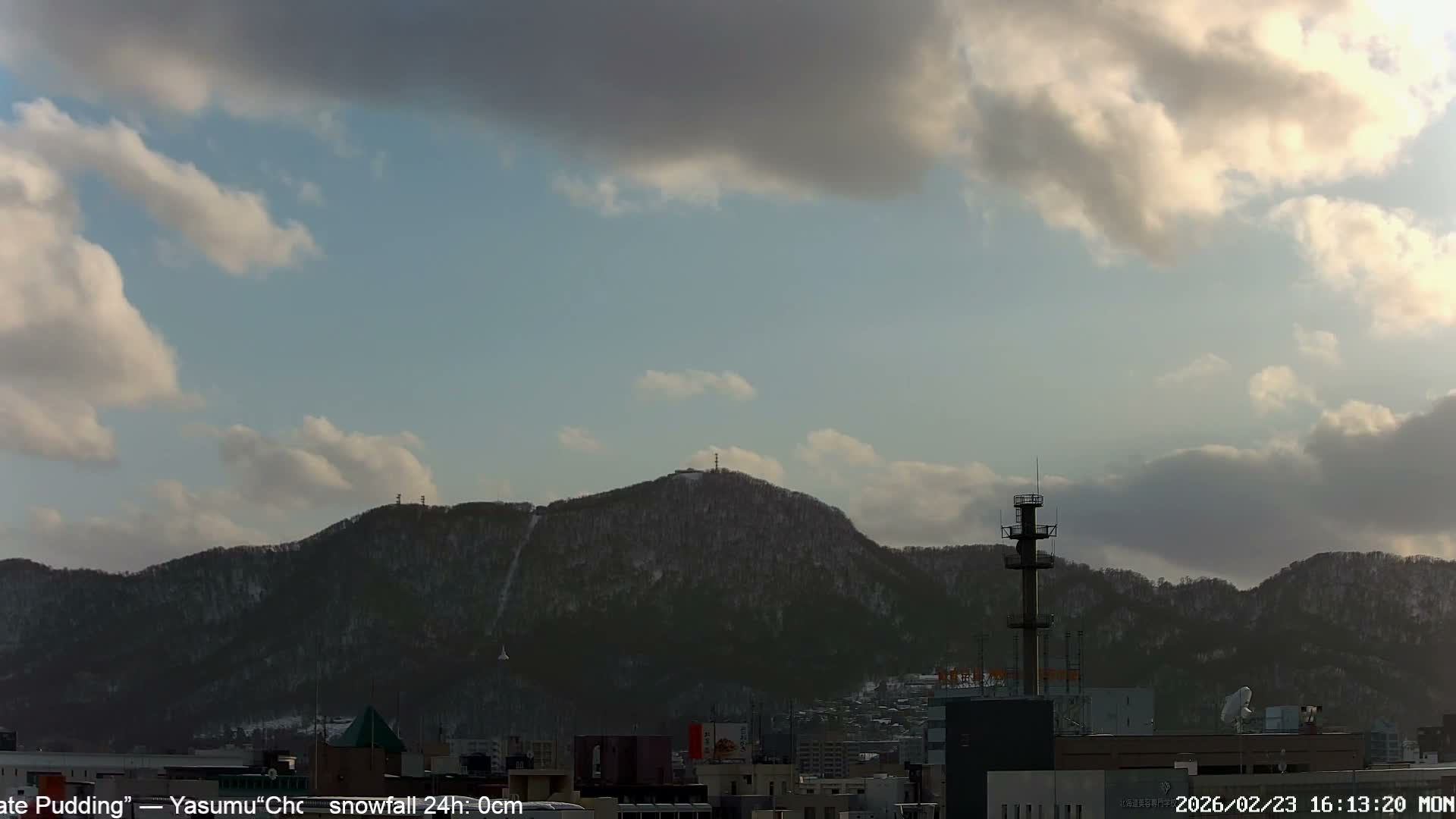 Sapporo City Skyline & Mount Moiwa View from Chuo Ward  ( 中央区から見る札幌市街と藻岩山 ) Live Cam - Chuo Ward, Sapporo, Ishikari, Hokkaido, Japan