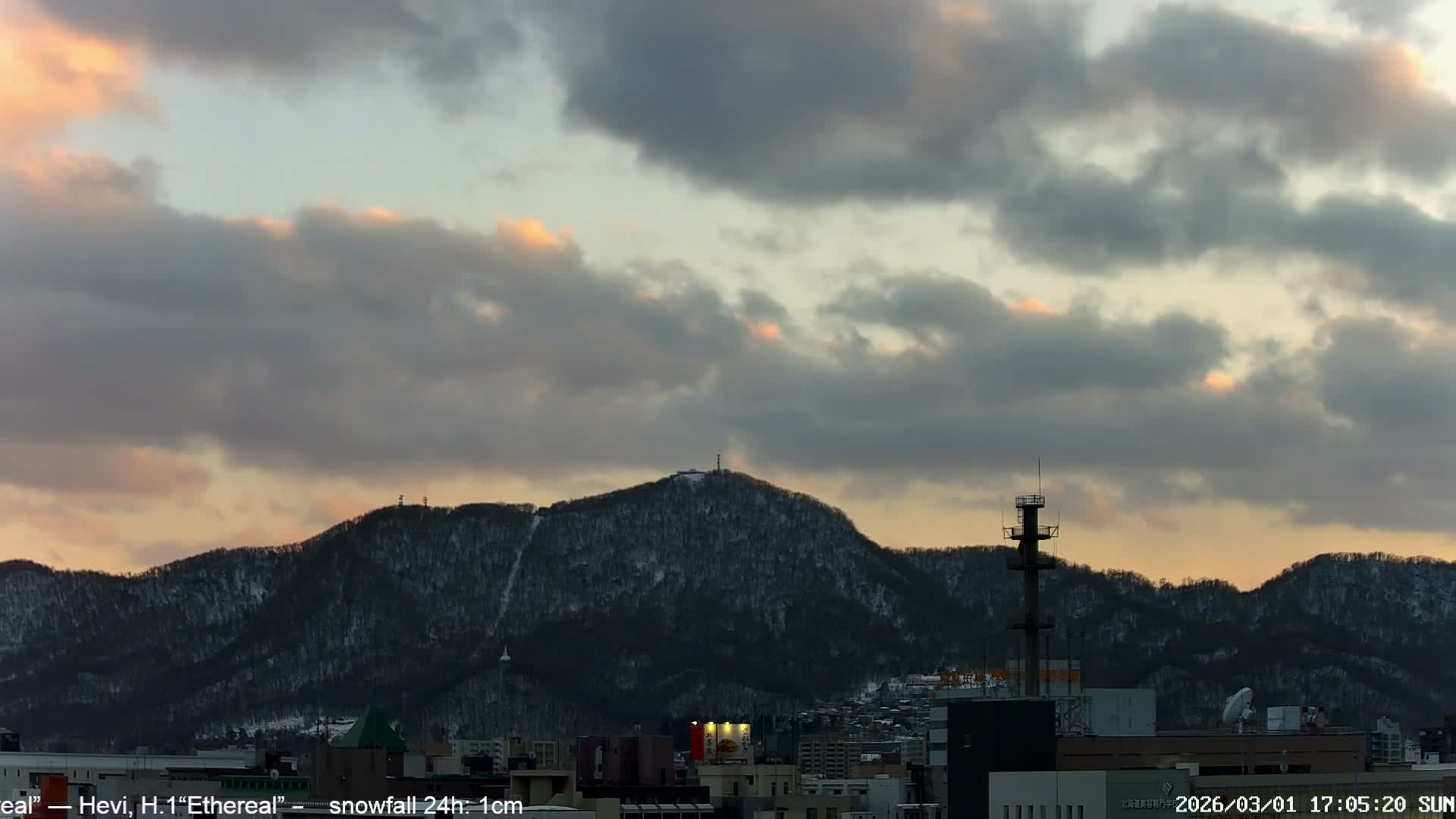 Sapporo City Skyline & Mount Moiwa View from Chuo Ward  ( 中央区から見る札幌市街と藻岩山 ) Live Cam - Chuo Ward, Sapporo, Ishikari, Hokkaido, Japan