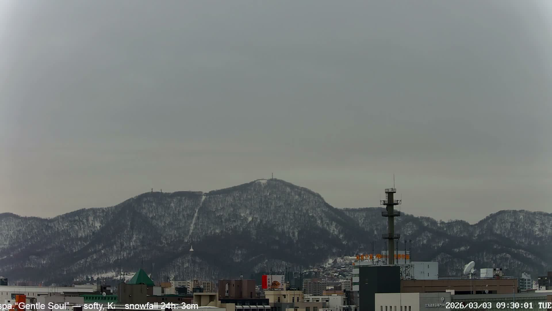 Sapporo City Skyline & Mount Moiwa View from Chuo Ward  ( 中央区から見る札幌市街と藻岩山 ) Live Cam - Chuo Ward, Sapporo, Ishikari, Hokkaido, Japan