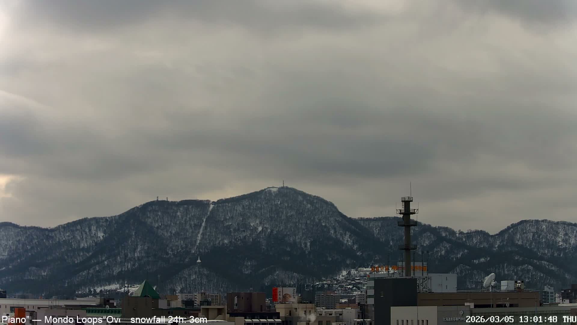 Sapporo City Skyline & Mount Moiwa View from Chuo Ward  ( 中央区から見る札幌市街と藻岩山 ) Live Cam - Chuo Ward, Sapporo, Ishikari, Hokkaido, Japan