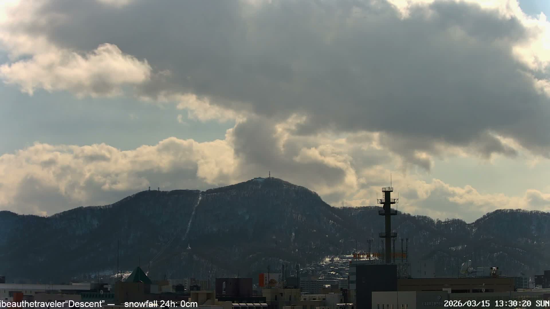 Sapporo City Skyline & Mount Moiwa View from Chuo Ward  ( 中央区から見る札幌市街と藻岩山 ) Live Cam - Chuo Ward, Sapporo, Ishikari, Hokkaido, Japan