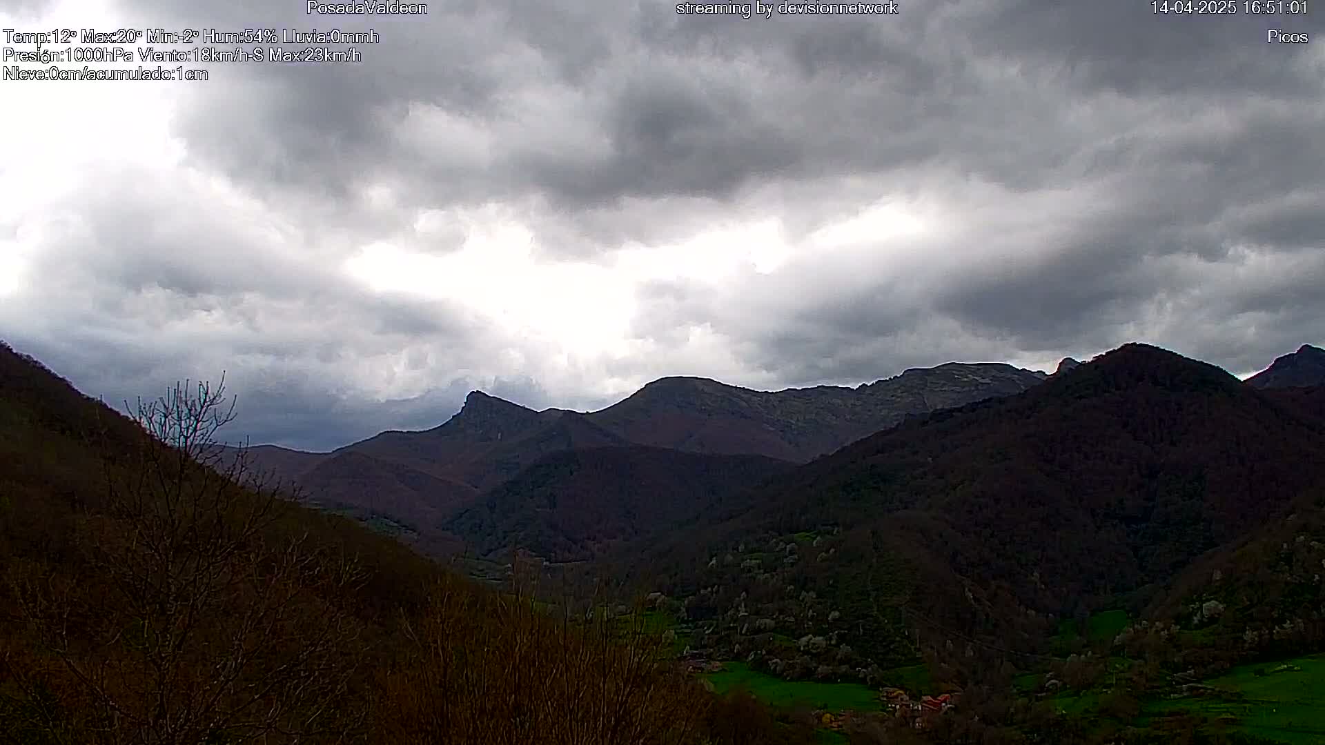 A mountainous landscape under a cloudy sky.