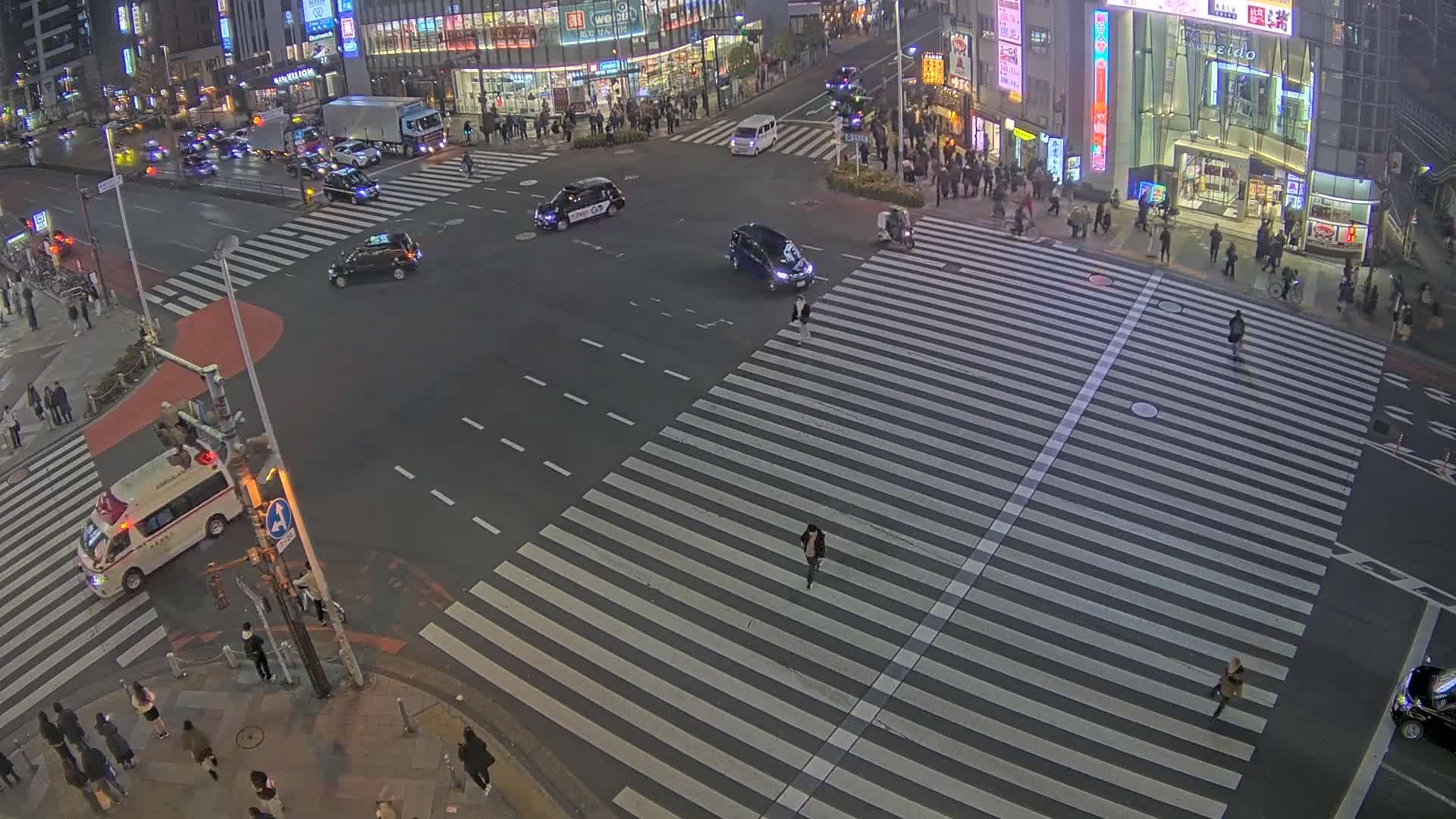 Tokyo, Shinjuku, Ome-kaido Avenue & Otakibashi-dori O Guard Intersection Scramble Crossing ( 東京 新宿青梅街道・小滝橋通り大ガード交差点スクランブル交差点) Live Cam  - Nishishinjuku, Shinjuku-ku, Tokyo, Kantō, Honshu, Japan