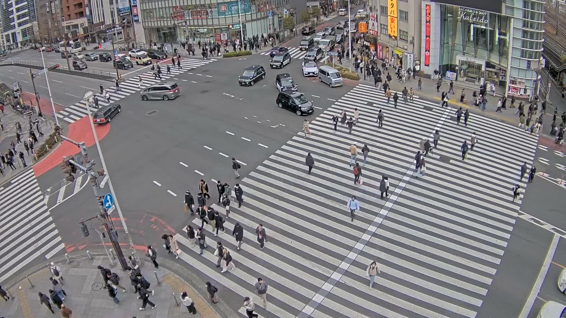 Tokyo, Shinjuku, Ome-kaido Avenue & Otakibashi-dori O Guard Intersection Scramble Crossing ( 東京 新宿青梅街道・小滝橋通り大ガード交差点スクランブル交差点) Live Cam  - Nishishinjuku, Shinjuku-ku, Tokyo, Kantō, Honshu, Japan