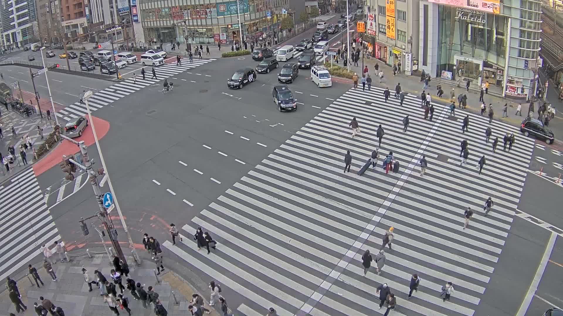 Tokyo, Shinjuku, Ome-kaido Avenue & Otakibashi-dori O Guard Intersection Scramble Crossing ( 東京 新宿青梅街道・小滝橋通り大ガード交差点スクランブル交差点) Live Cam  - Nishishinjuku, Shinjuku-ku, Tokyo, Kantō, Honshu, Japan