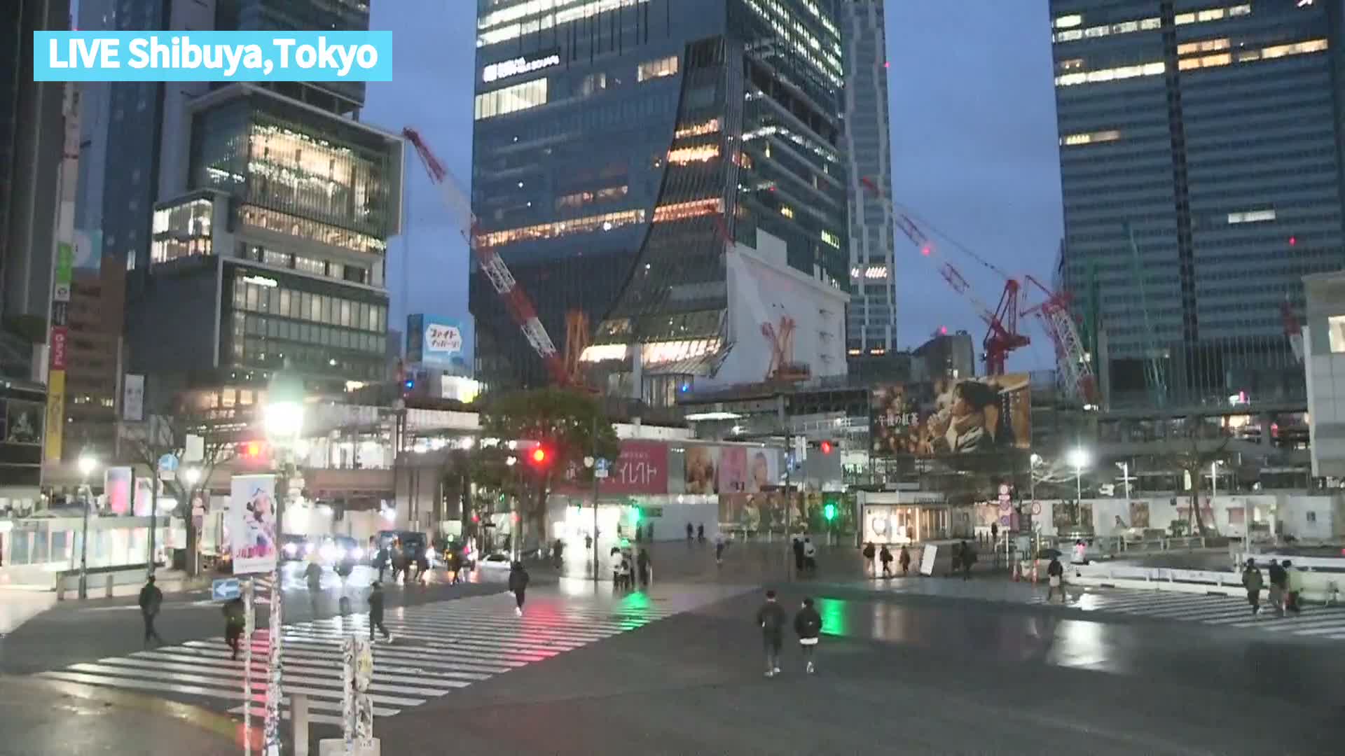 Tokyo, Shibuya Scramble Crossing at Hachiko Square & Koen Dori& Jingu-dori Street Junction ( 東京、渋谷スクランブル交差点ハチ公前広場＆公園通り＆神宮通りジャンクション )  Live Cam - Udagawacho, Shibuya-ku, Tokyo, Kantō, Honshu, Japan
