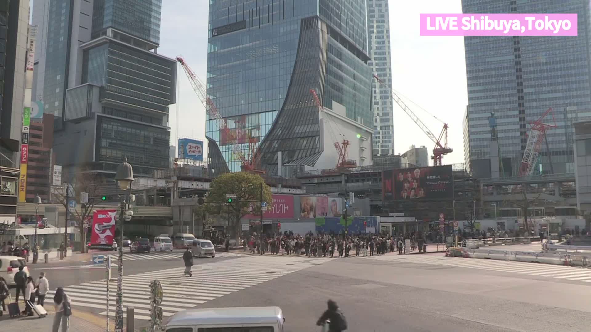 Tokyo, Shibuya Scramble Crossing at Hachiko Square & Koen Dori& Jingu-dori Street Junction ( 東京、渋谷スクランブル交差点ハチ公前広場＆公園通り＆神宮通りジャンクション )  Live Cam - Udagawacho, Shibuya-ku, Tokyo, Kantō, Honshu, Japan