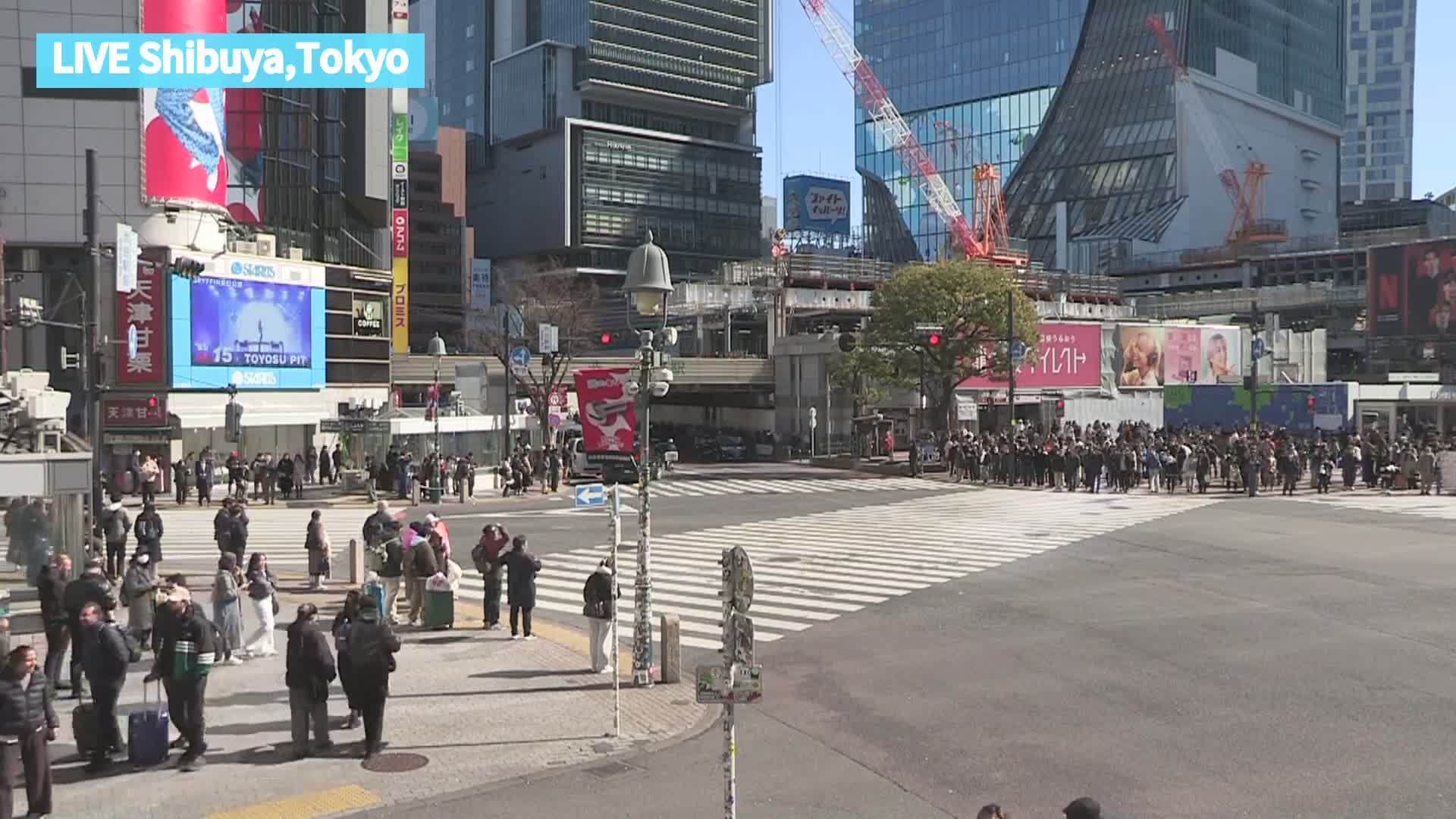 Tokyo, Shibuya Scramble Crossing at Hachiko Square & Koen Dori& Jingu-dori Street Junction ( 東京、渋谷スクランブル交差点ハチ公前広場＆公園通り＆神宮通りジャンクション )  Live Cam - Udagawacho, Shibuya-ku, Tokyo, Kantō, Honshu, Japan