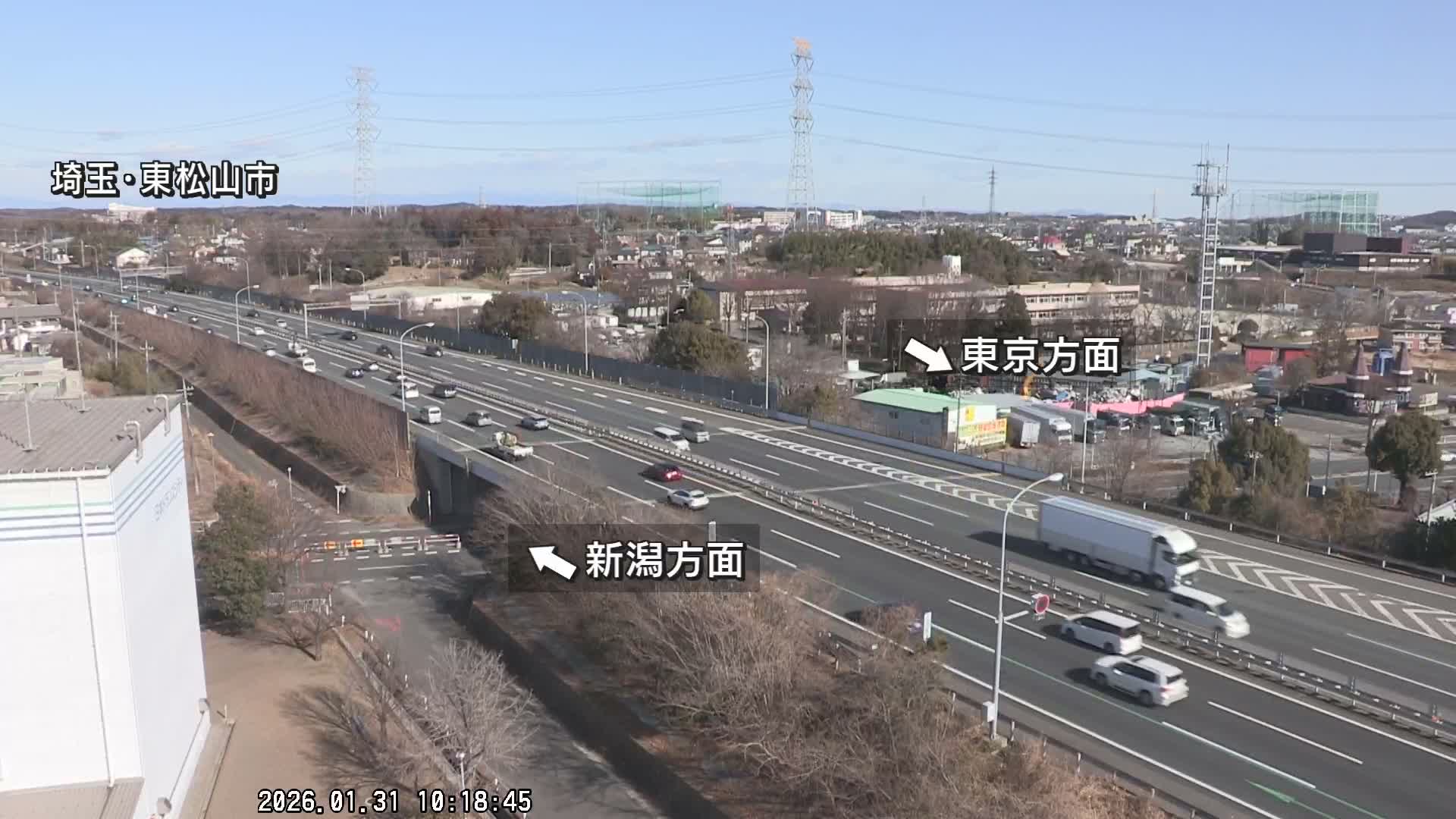 Saitama, Higashimatsuyama City & Kan-Etsu Expressway Higashimatsuyama Intersection Area ( 埼玉県東松山市・関越自動車道東松山交差点付近 )  Live Cam - Ishibashi, Higashimatsuyama Shi, Saitama, Kantō, Honshu, Japan