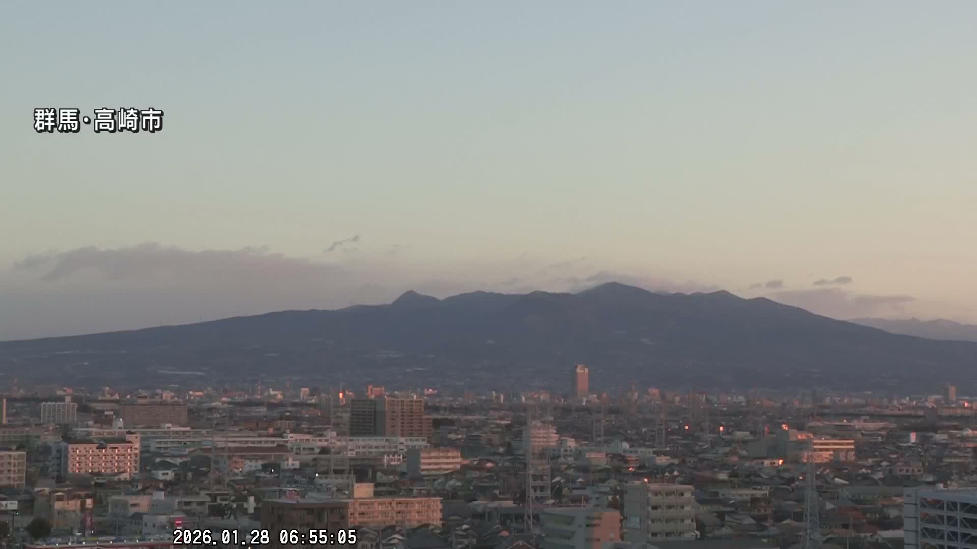 Gunma, Takasaki City Skyline & Akagi Volcano View from Takasaki Railway Station ( 群馬県、高崎市のスカイラインと赤城山の高崎駅からの眺め )   Live Cam - Yashimacho, Takasaki Shi, Gunma, Kantō, Honshu, Japan
