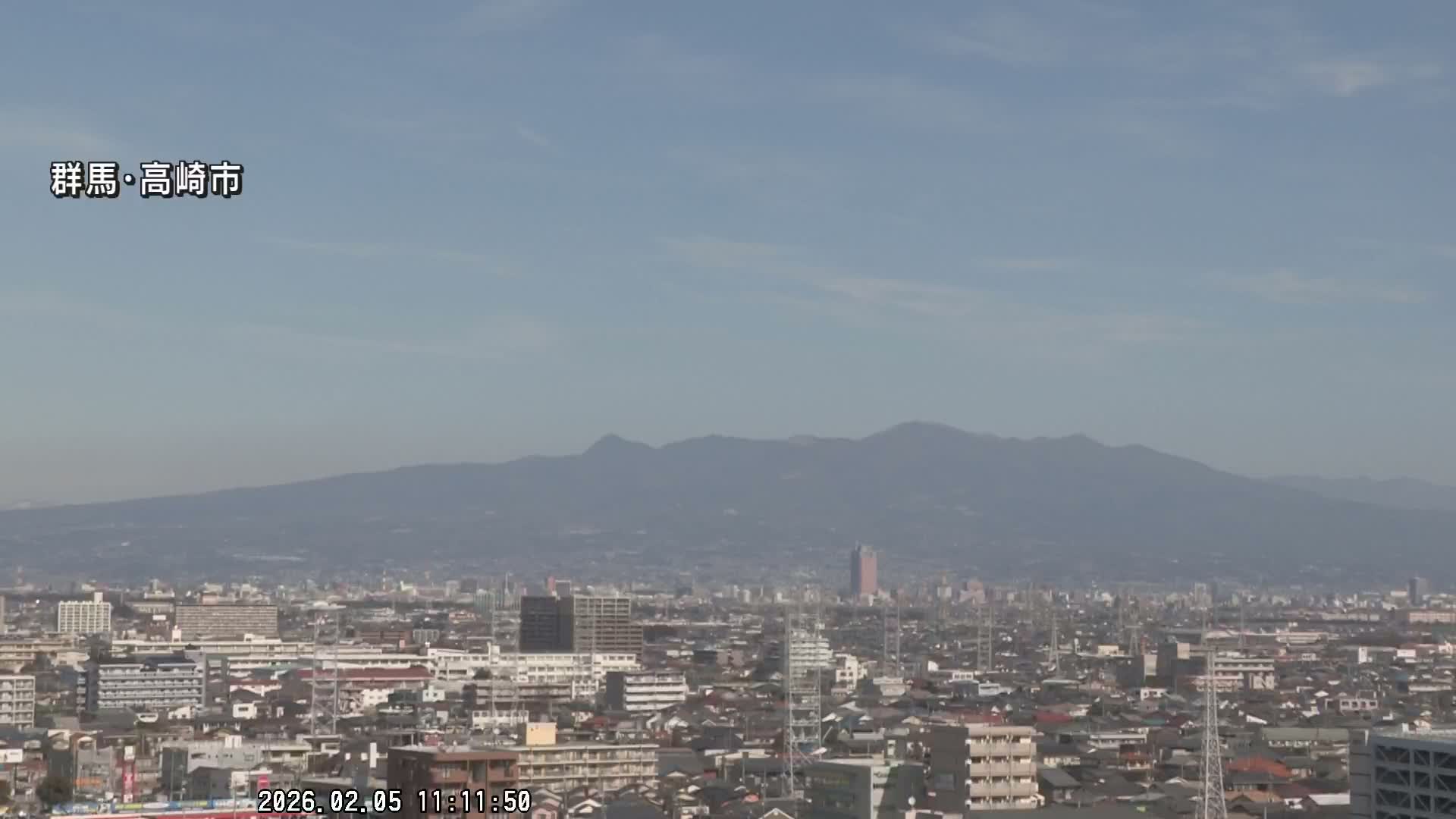 Gunma, Takasaki City Skyline & Akagi Volcano View from Takasaki Railway Station ( 群馬県、高崎市のスカイラインと赤城山の高崎駅からの眺め )   Live Cam - Yashimacho, Takasaki Shi, Gunma, Kantō, Honshu, Japan