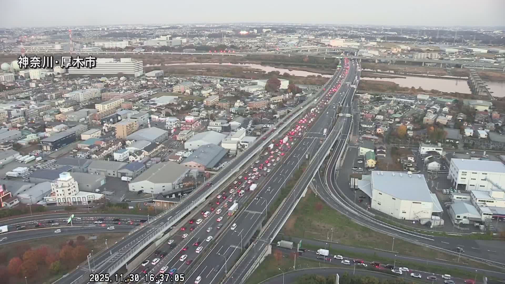 Kanagawa, Atsugi & Ebina City Skyline & Tomei Expressway Atsugi Interchange & Sagami River ( 神奈川・厚木・海老名シティスカイライン＆東名高速道路厚木IC ) Live Cam - Okata, Atsugi Shi, Kanagawa, Kantō, Honshu, Japan