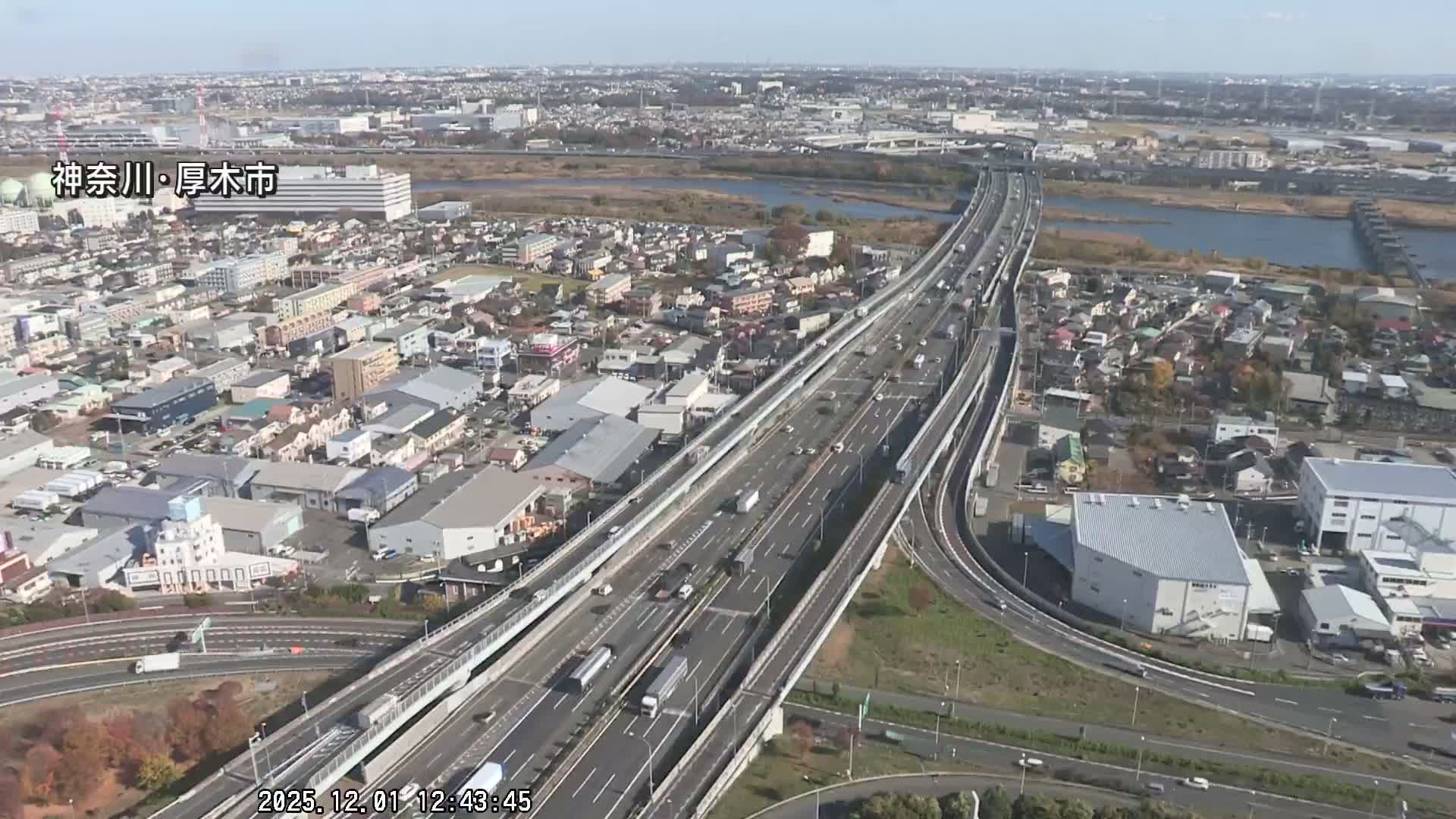 Kanagawa, Atsugi & Ebina City Skyline & Tomei Expressway Atsugi Interchange & Sagami River ( 神奈川・厚木・海老名シティスカイライン＆東名高速道路厚木IC ) Live Cam - Okata, Atsugi Shi, Kanagawa, Kantō, Honshu, Japan