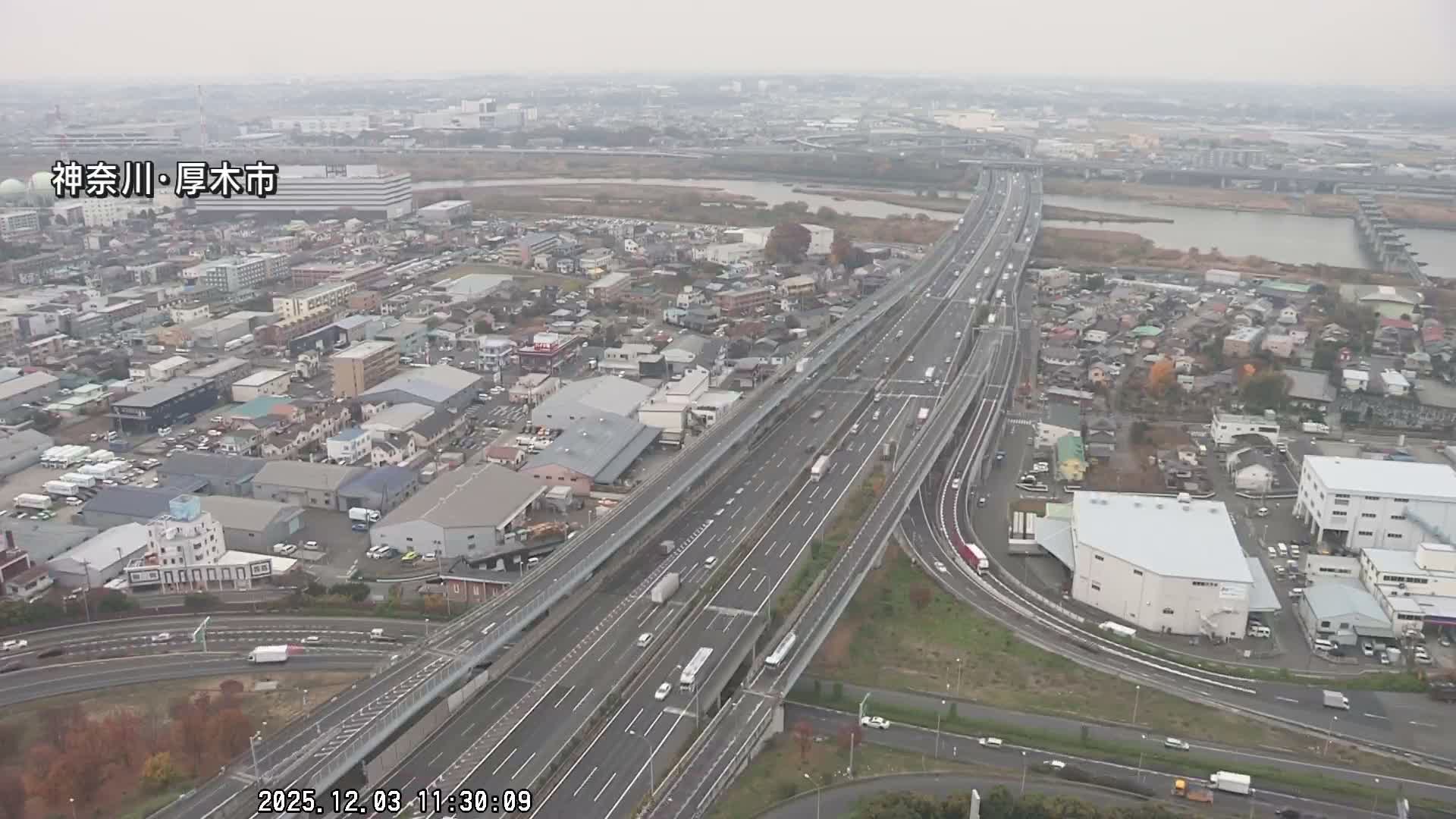 Kanagawa, Atsugi & Ebina City Skyline & Tomei Expressway Atsugi Interchange & Sagami River ( 神奈川・厚木・海老名シティスカイライン＆東名高速道路厚木IC ) Live Cam - Okata, Atsugi Shi, Kanagawa, Kantō, Honshu, Japan