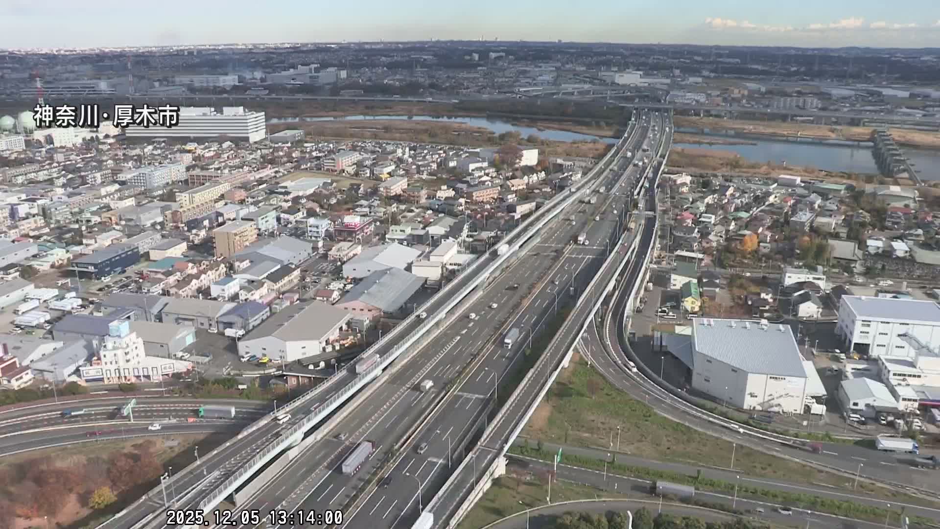 Kanagawa, Atsugi & Ebina City Skyline & Tomei Expressway Atsugi Interchange & Sagami River ( 神奈川・厚木・海老名シティスカイライン＆東名高速道路厚木IC ) Live Cam - Okata, Atsugi Shi, Kanagawa, Kantō, Honshu, Japan