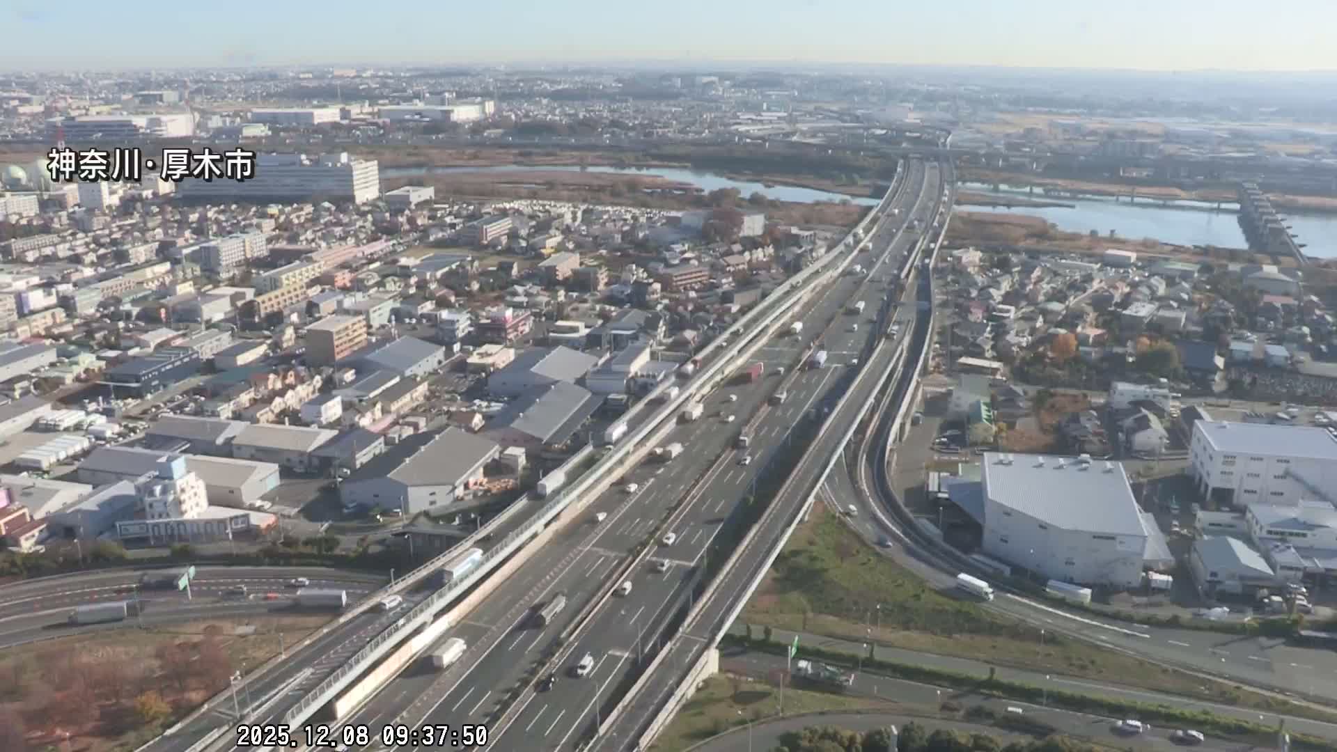 Kanagawa, Atsugi & Ebina City Skyline & Tomei Expressway Atsugi Interchange & Sagami River ( 神奈川・厚木・海老名シティスカイライン＆東名高速道路厚木IC ) Live Cam - Okata, Atsugi Shi, Kanagawa, Kantō, Honshu, Japan