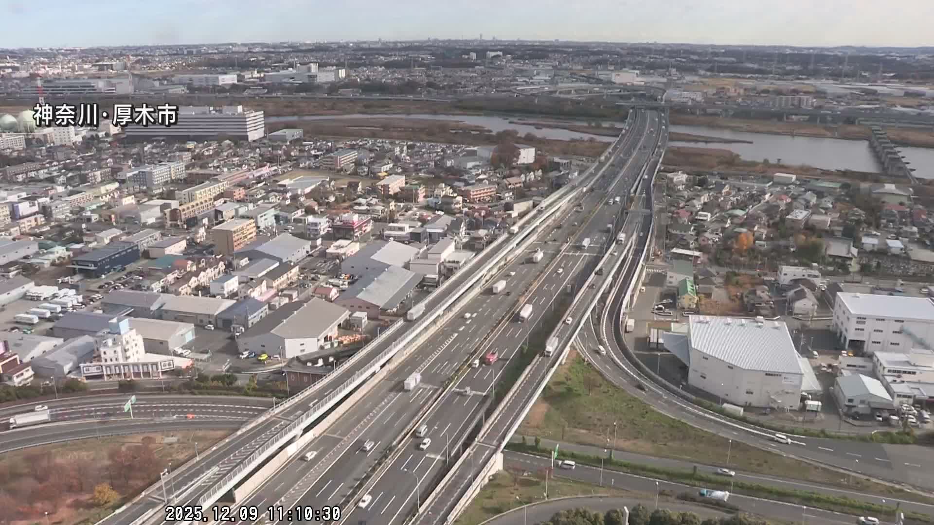 Kanagawa, Atsugi & Ebina City Skyline & Tomei Expressway Atsugi Interchange & Sagami River ( 神奈川・厚木・海老名シティスカイライン＆東名高速道路厚木IC ) Live Cam - Okata, Atsugi Shi, Kanagawa, Kantō, Honshu, Japan