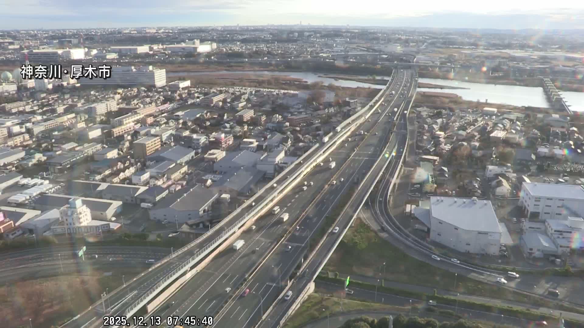 Kanagawa, Atsugi & Ebina City Skyline & Tomei Expressway Atsugi Interchange & Sagami River ( 神奈川・厚木・海老名シティスカイライン＆東名高速道路厚木IC ) Live Cam - Okata, Atsugi Shi, Kanagawa, Kantō, Honshu, Japan