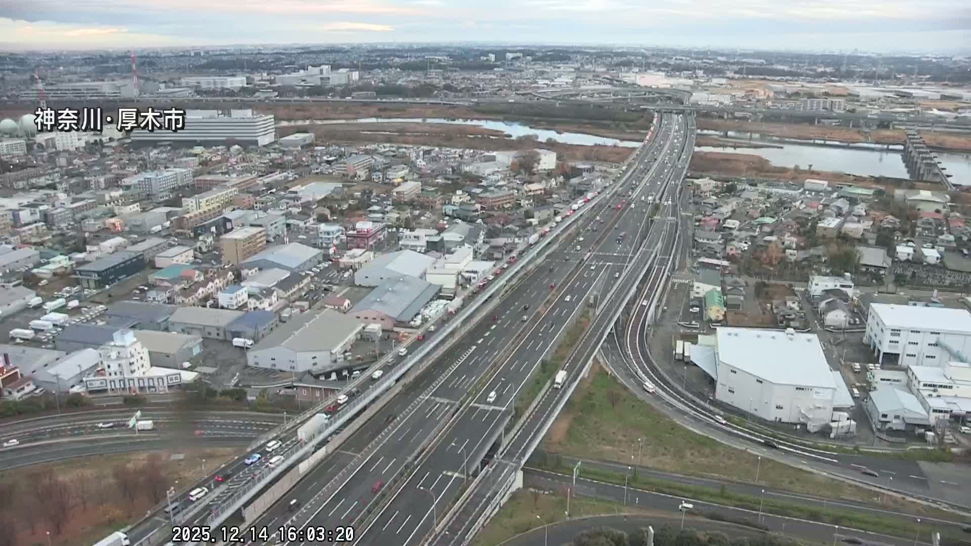 Kanagawa, Atsugi & Ebina City Skyline & Tomei Expressway Atsugi Interchange & Sagami River ( 神奈川・厚木・海老名シティスカイライン＆東名高速道路厚木IC ) Live Cam - Okata, Atsugi Shi, Kanagawa, Kantō, Honshu, Japan