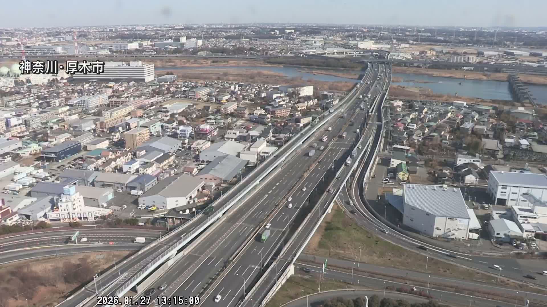 Kanagawa, Atsugi & Ebina City Skyline & Tomei Expressway Atsugi Interchange & Sagami River ( 神奈川・厚木・海老名シティスカイライン＆東名高速道路厚木IC ) Live Cam - Okata, Atsugi Shi, Kanagawa, Kantō, Honshu, Japan