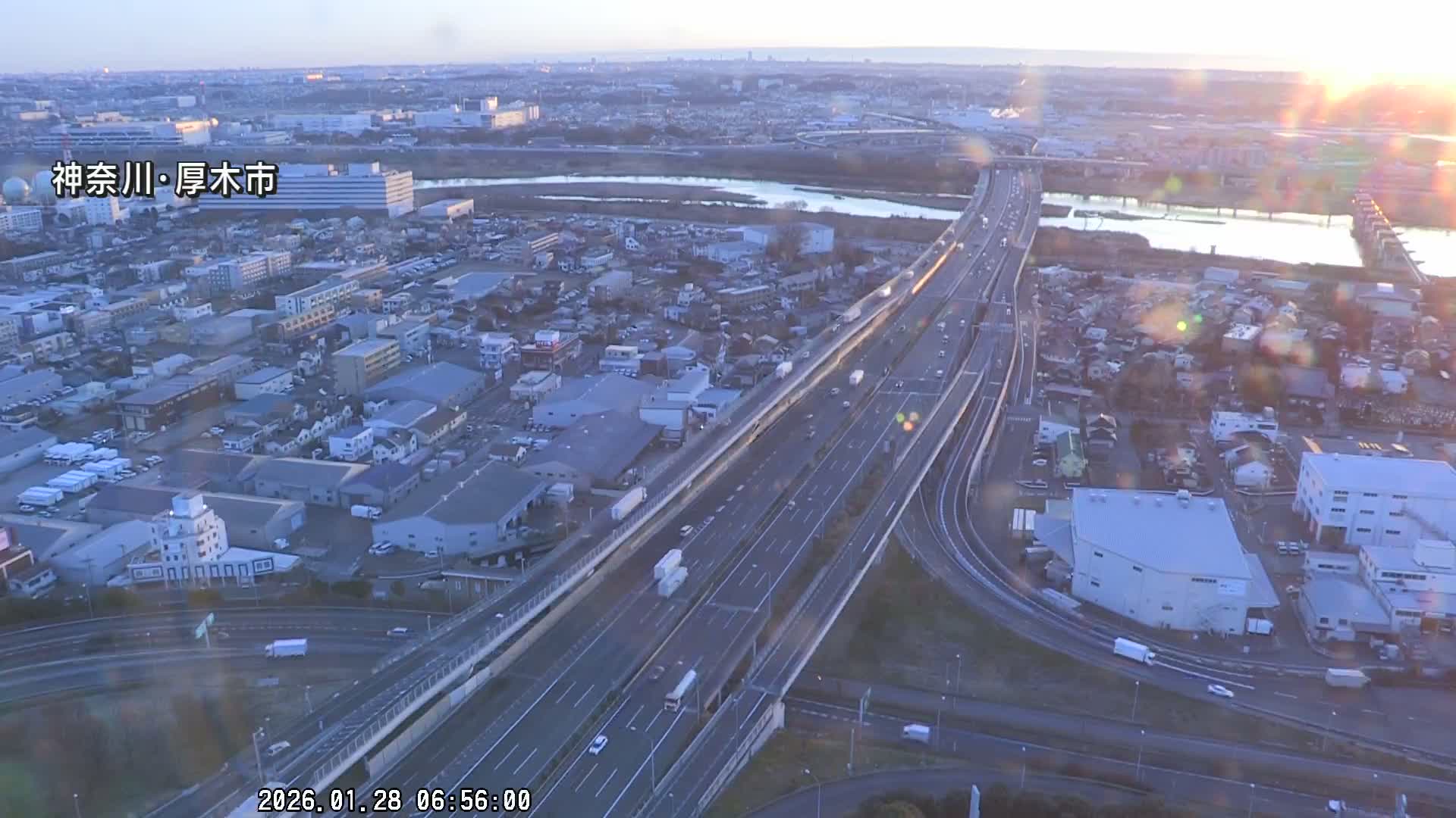Kanagawa, Atsugi & Ebina City Skyline & Tomei Expressway Atsugi Interchange & Sagami River ( 神奈川・厚木・海老名シティスカイライン＆東名高速道路厚木IC ) Live Cam - Okata, Atsugi Shi, Kanagawa, Kantō, Honshu, Japan