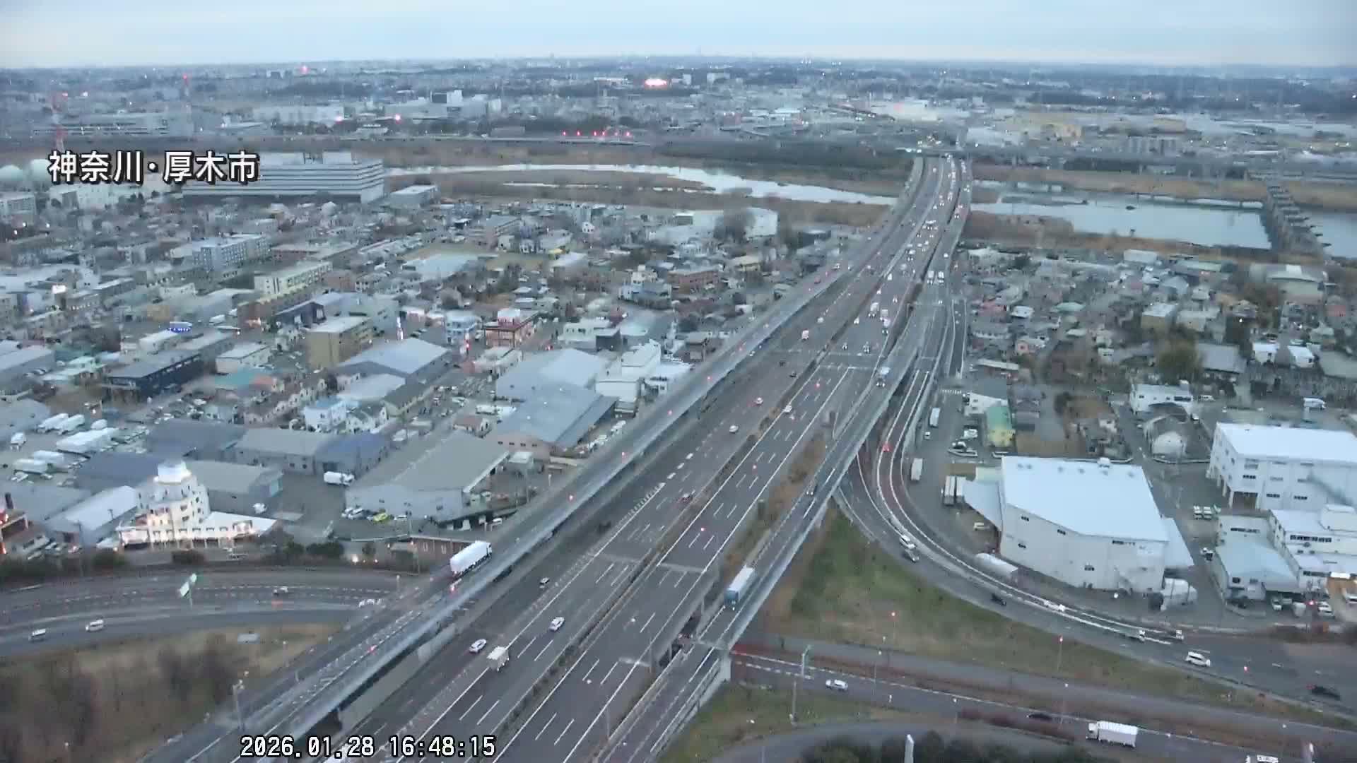 Kanagawa, Atsugi & Ebina City Skyline & Tomei Expressway Atsugi Interchange & Sagami River ( 神奈川・厚木・海老名シティスカイライン＆東名高速道路厚木IC ) Live Cam - Okata, Atsugi Shi, Kanagawa, Kantō, Honshu, Japan