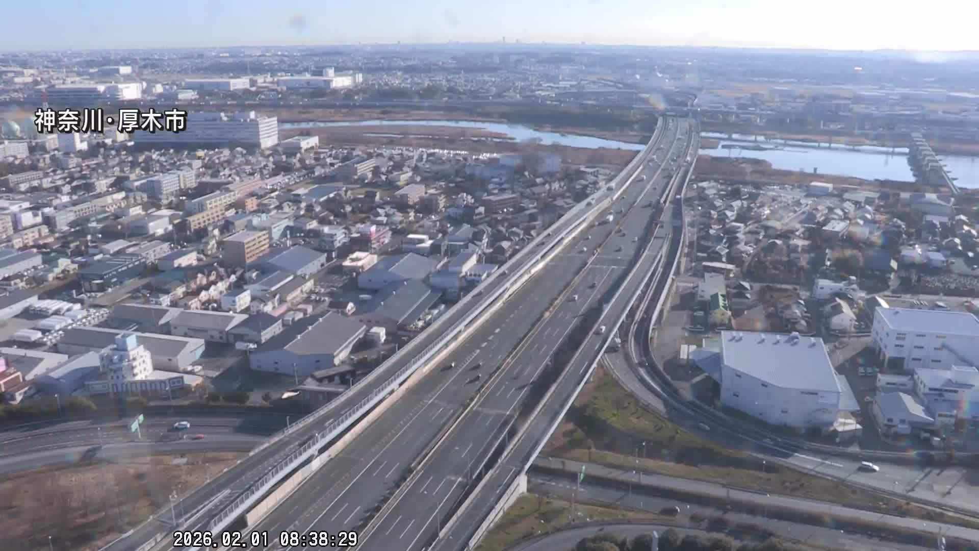Kanagawa, Atsugi & Ebina City Skyline & Tomei Expressway Atsugi Interchange & Sagami River ( 神奈川・厚木・海老名シティスカイライン＆東名高速道路厚木IC ) Live Cam - Okata, Atsugi Shi, Kanagawa, Kantō, Honshu, Japan
