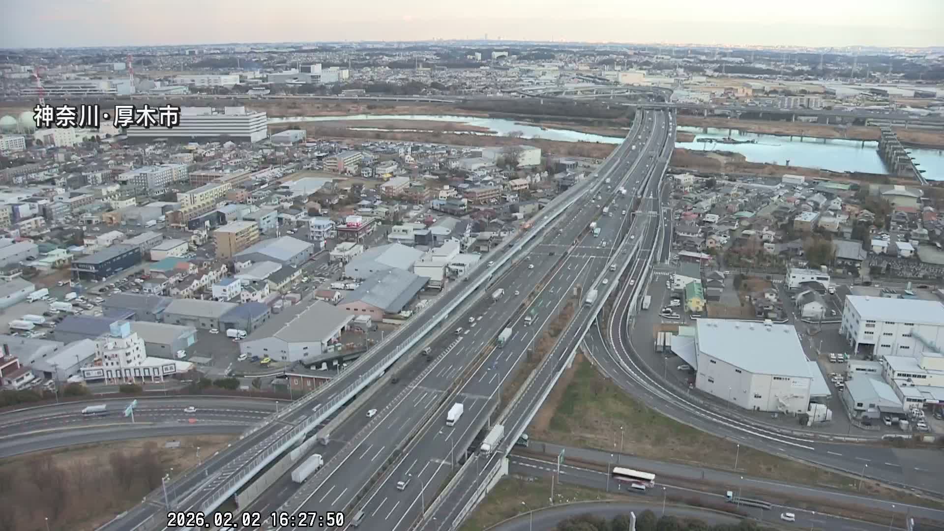 Kanagawa, Atsugi & Ebina City Skyline & Tomei Expressway Atsugi Interchange & Sagami River ( 神奈川・厚木・海老名シティスカイライン＆東名高速道路厚木IC ) Live Cam - Okata, Atsugi Shi, Kanagawa, Kantō, Honshu, Japan