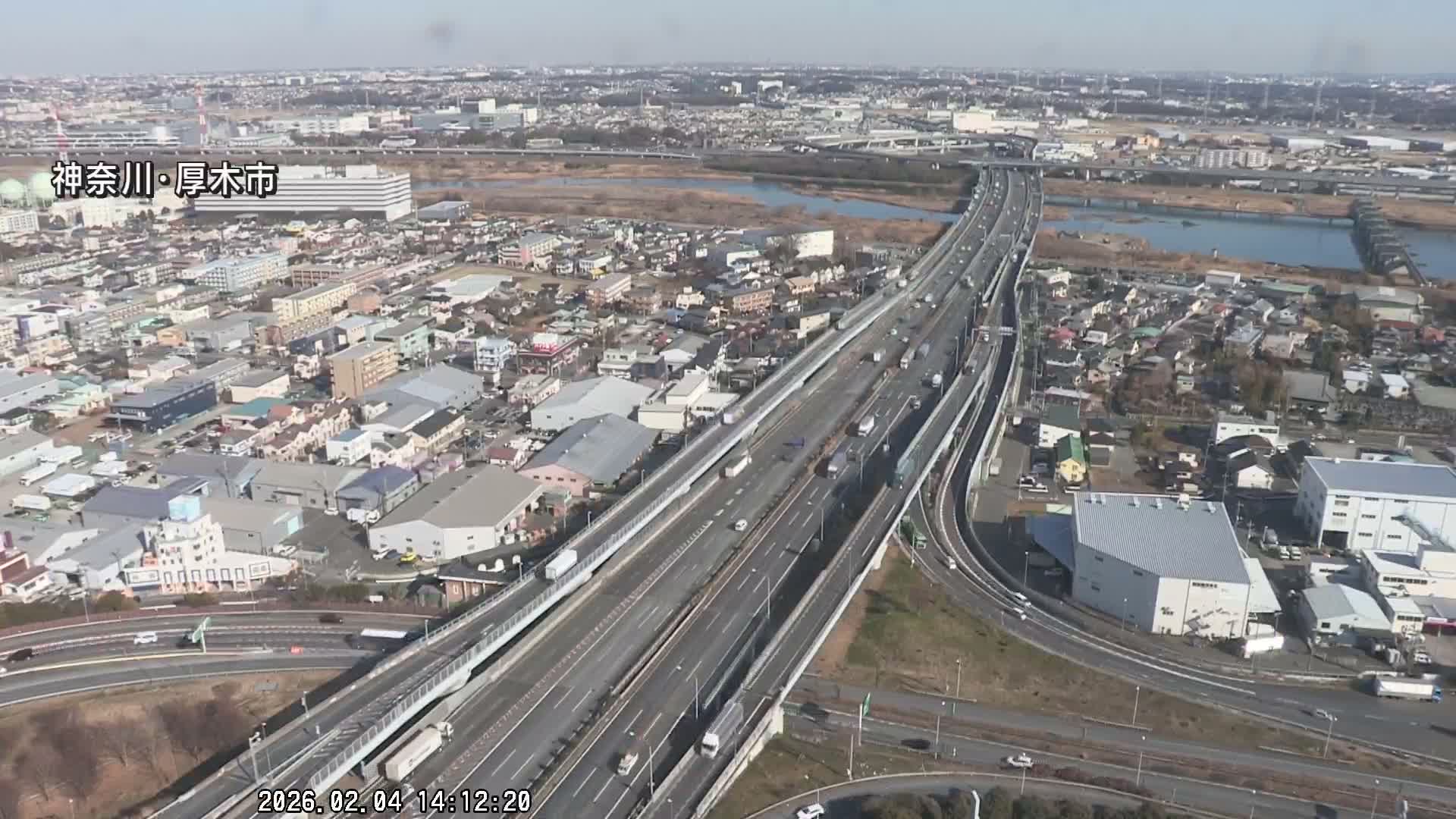 Kanagawa, Atsugi & Ebina City Skyline & Tomei Expressway Atsugi Interchange & Sagami River ( 神奈川・厚木・海老名シティスカイライン＆東名高速道路厚木IC ) Live Cam - Okata, Atsugi Shi, Kanagawa, Kantō, Honshu, Japan