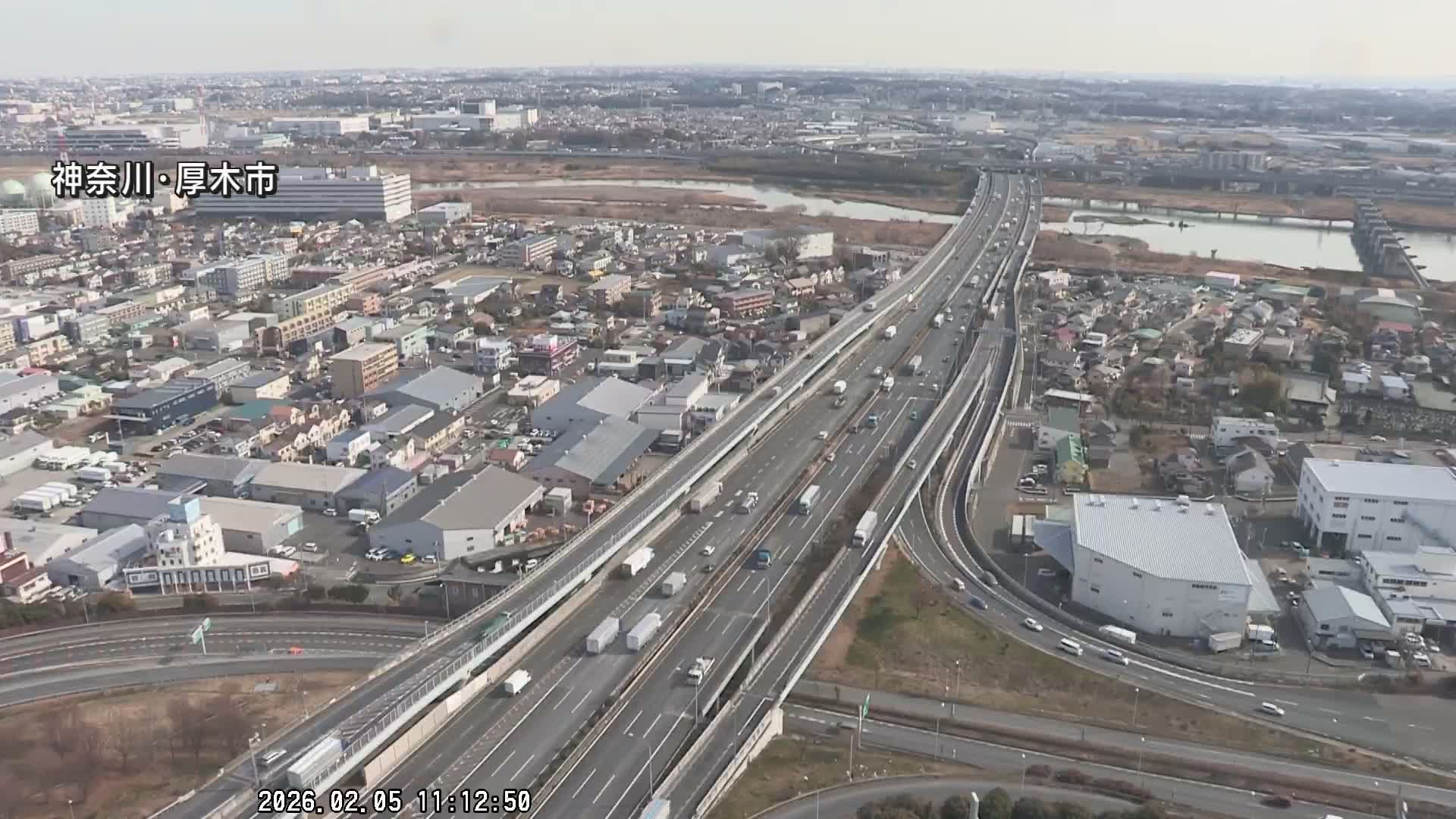 Kanagawa, Atsugi & Ebina City Skyline & Tomei Expressway Atsugi Interchange & Sagami River ( 神奈川・厚木・海老名シティスカイライン＆東名高速道路厚木IC ) Live Cam - Okata, Atsugi Shi, Kanagawa, Kantō, Honshu, Japan