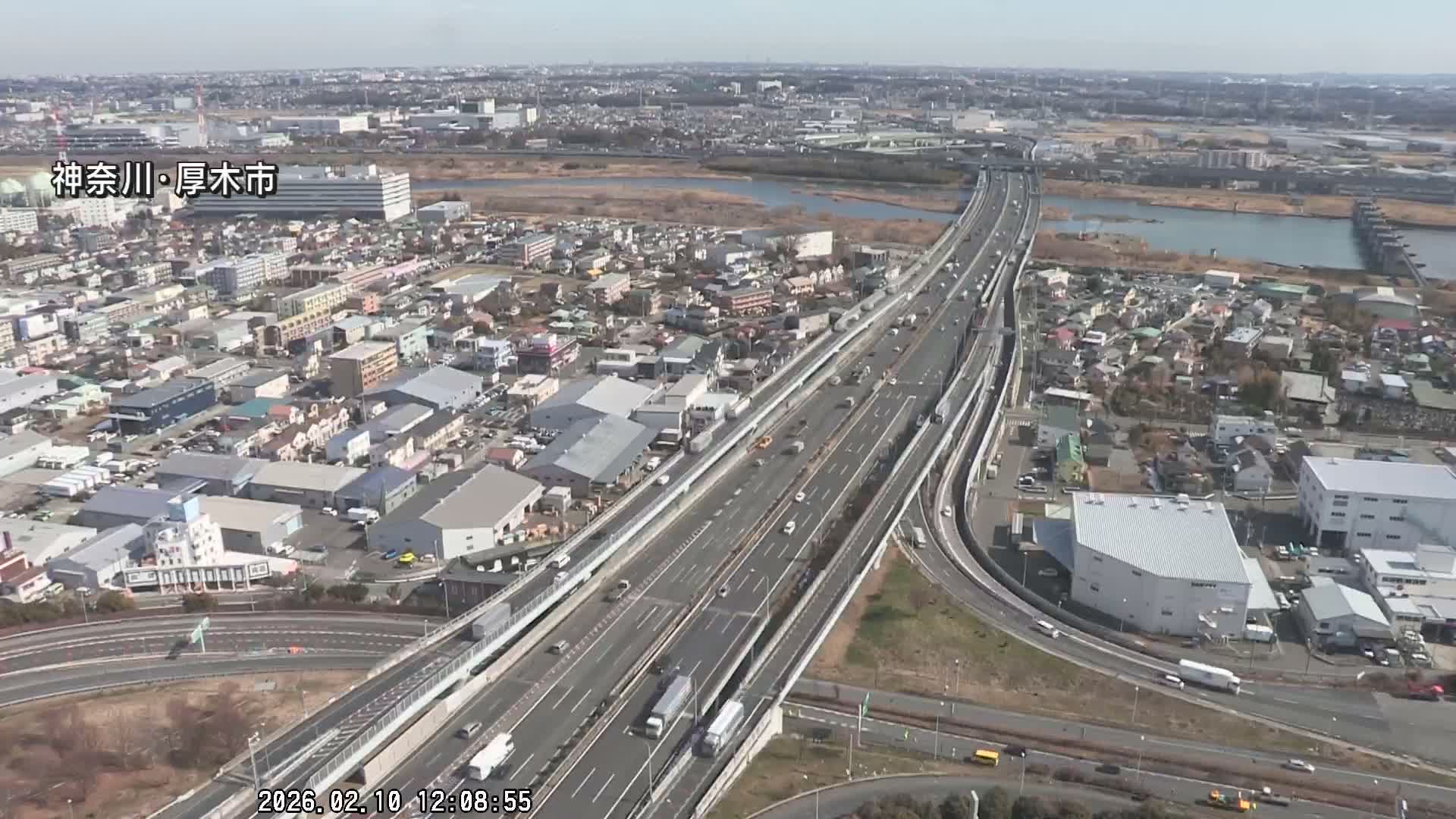 Kanagawa, Atsugi & Ebina City Skyline & Tomei Expressway Atsugi Interchange & Sagami River ( 神奈川・厚木・海老名シティスカイライン＆東名高速道路厚木IC ) Live Cam - Okata, Atsugi Shi, Kanagawa, Kantō, Honshu, Japan