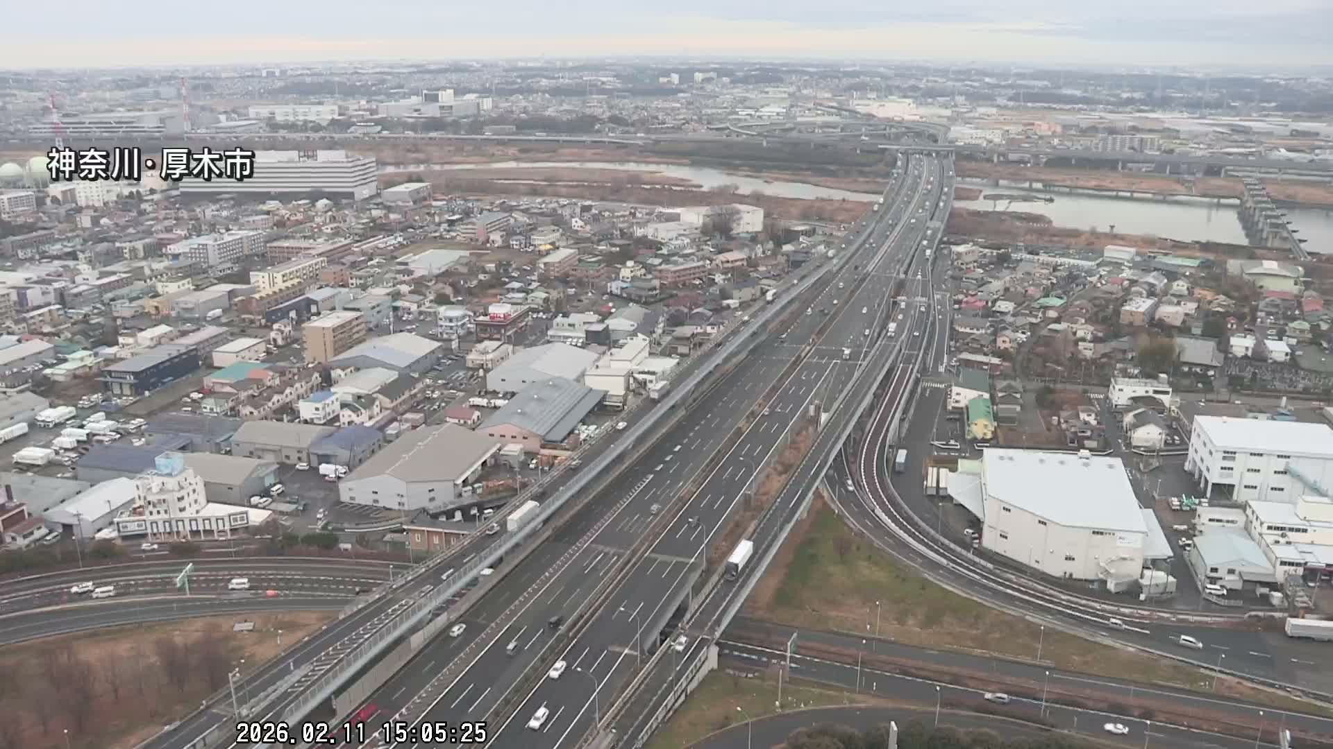 Kanagawa, Atsugi & Ebina City Skyline & Tomei Expressway Atsugi Interchange & Sagami River ( 神奈川・厚木・海老名シティスカイライン＆東名高速道路厚木IC ) Live Cam - Okata, Atsugi Shi, Kanagawa, Kantō, Honshu, Japan