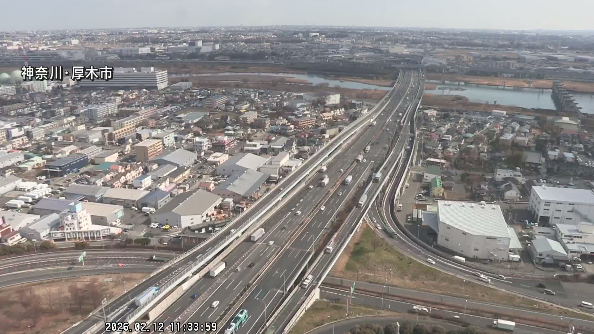 Kanagawa, Atsugi & Ebina City Skyline & Tomei Expressway Atsugi Interchange & Sagami River ( 神奈川・厚木・海老名シティスカイライン＆東名高速道路厚木IC ) Live Cam - Okata, Atsugi Shi, Kanagawa, Kantō, Honshu, Japan