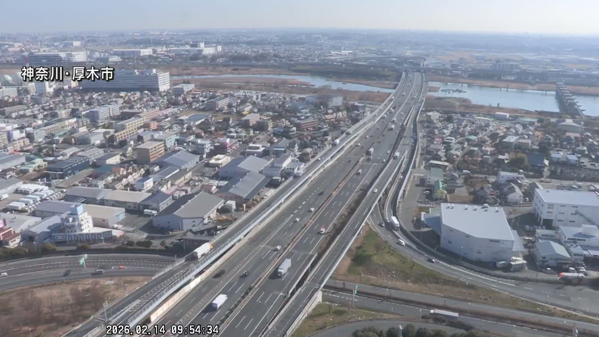 Kanagawa, Atsugi & Ebina City Skyline & Tomei Expressway Atsugi Interchange & Sagami River ( 神奈川・厚木・海老名シティスカイライン＆東名高速道路厚木IC ) Live Cam - Okata, Atsugi Shi, Kanagawa, Kantō, Honshu, Japan