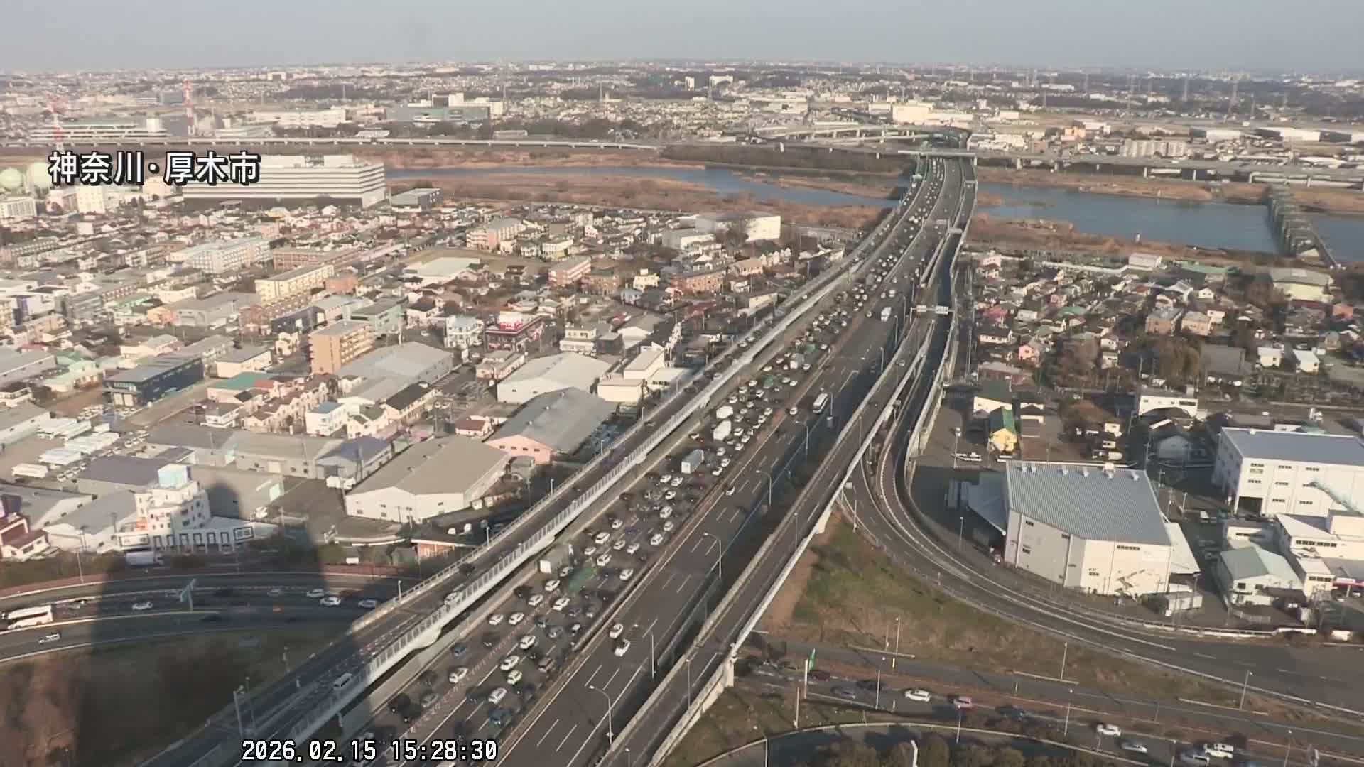 Kanagawa, Atsugi & Ebina City Skyline & Tomei Expressway Atsugi Interchange & Sagami River ( 神奈川・厚木・海老名シティスカイライン＆東名高速道路厚木IC ) Live Cam - Okata, Atsugi Shi, Kanagawa, Kantō, Honshu, Japan