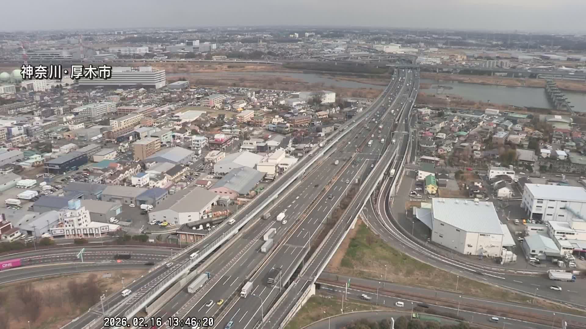 Kanagawa, Atsugi & Ebina City Skyline & Tomei Expressway Atsugi Interchange & Sagami River ( 神奈川・厚木・海老名シティスカイライン＆東名高速道路厚木IC ) Live Cam - Okata, Atsugi Shi, Kanagawa, Kantō, Honshu, Japan