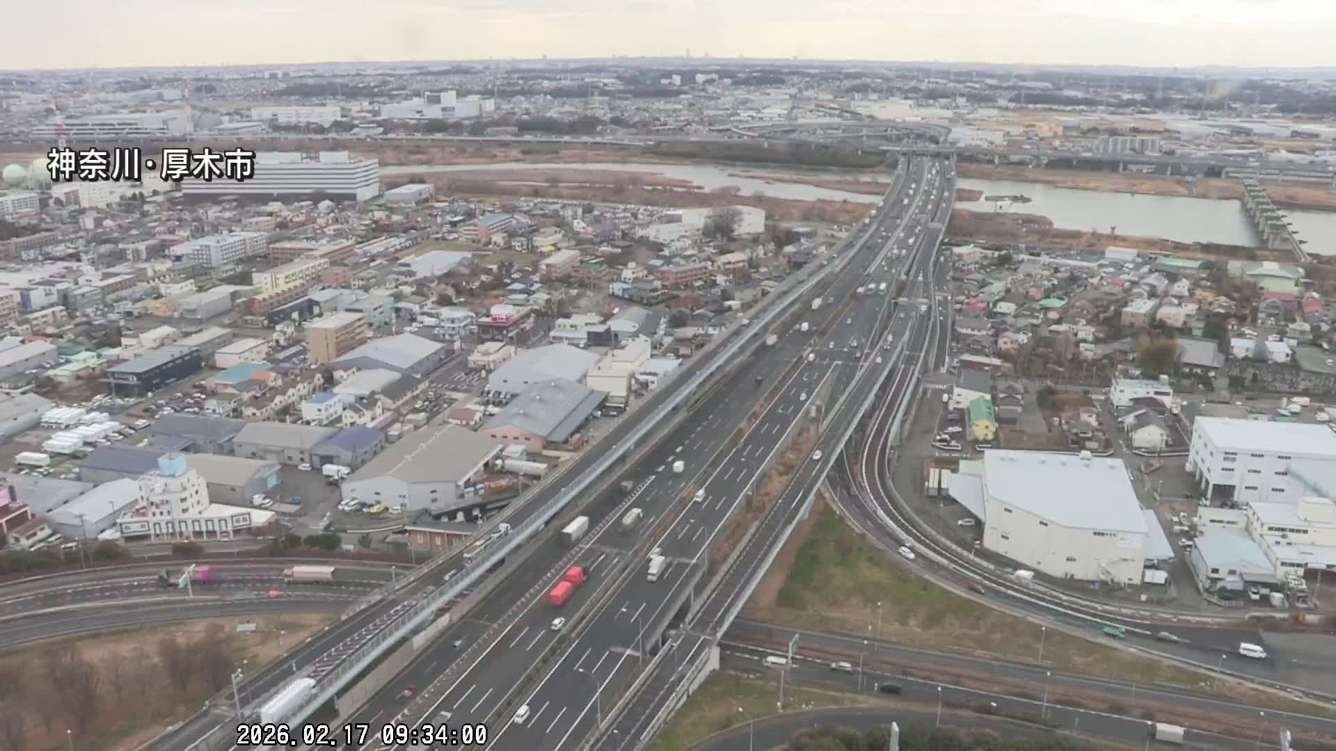 Kanagawa, Atsugi & Ebina City Skyline & Tomei Expressway Atsugi Interchange & Sagami River ( 神奈川・厚木・海老名シティスカイライン＆東名高速道路厚木IC ) Live Cam - Okata, Atsugi Shi, Kanagawa, Kantō, Honshu, Japan