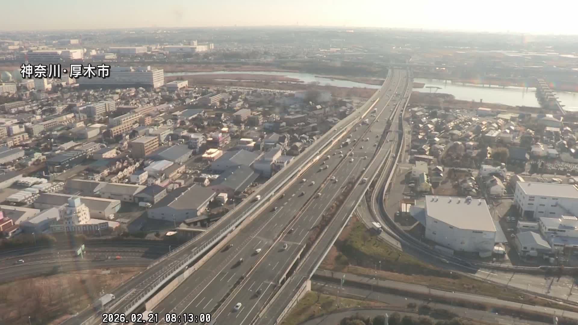 Kanagawa, Atsugi & Ebina City Skyline & Tomei Expressway Atsugi Interchange & Sagami River ( 神奈川・厚木・海老名シティスカイライン＆東名高速道路厚木IC ) Live Cam - Okata, Atsugi Shi, Kanagawa, Kantō, Honshu, Japan