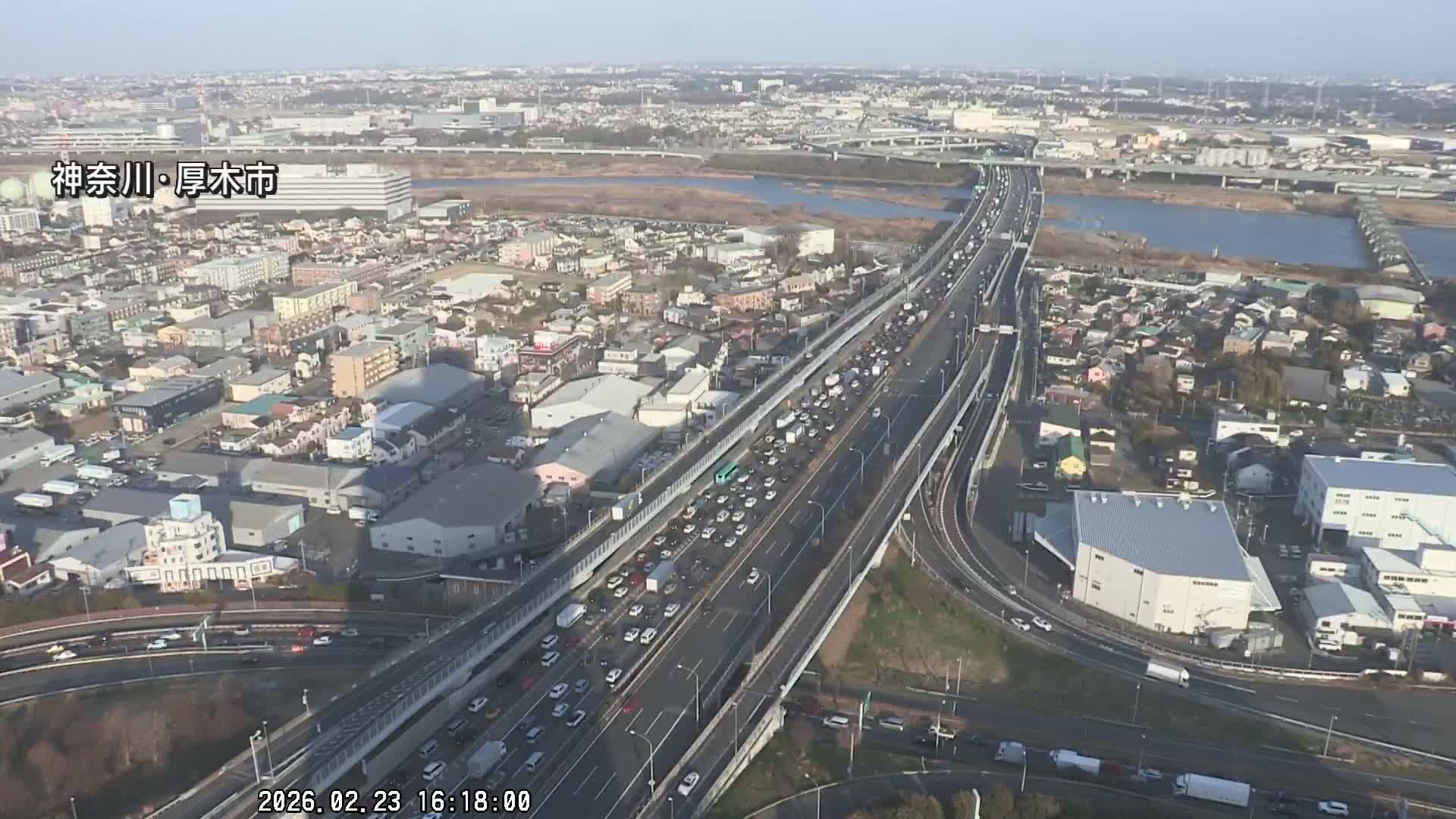 Kanagawa, Atsugi & Ebina City Skyline & Tomei Expressway Atsugi Interchange & Sagami River ( 神奈川・厚木・海老名シティスカイライン＆東名高速道路厚木IC ) Live Cam - Okata, Atsugi Shi, Kanagawa, Kantō, Honshu, Japan