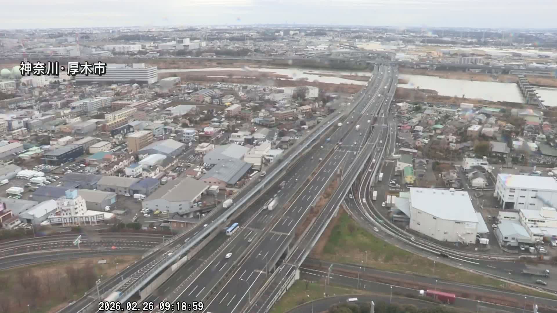 Kanagawa, Atsugi & Ebina City Skyline & Tomei Expressway Atsugi Interchange & Sagami River ( 神奈川・厚木・海老名シティスカイライン＆東名高速道路厚木IC ) Live Cam - Okata, Atsugi Shi, Kanagawa, Kantō, Honshu, Japan