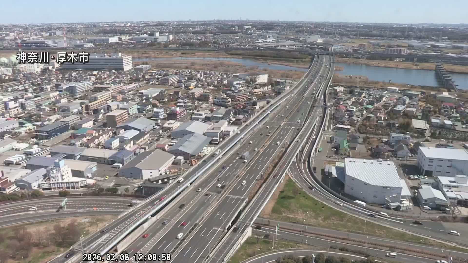 Kanagawa, Atsugi & Ebina City Skyline & Tomei Expressway Atsugi Interchange & Sagami River ( 神奈川・厚木・海老名シティスカイライン＆東名高速道路厚木IC ) Live Cam - Okata, Atsugi Shi, Kanagawa, Kantō, Honshu, Japan